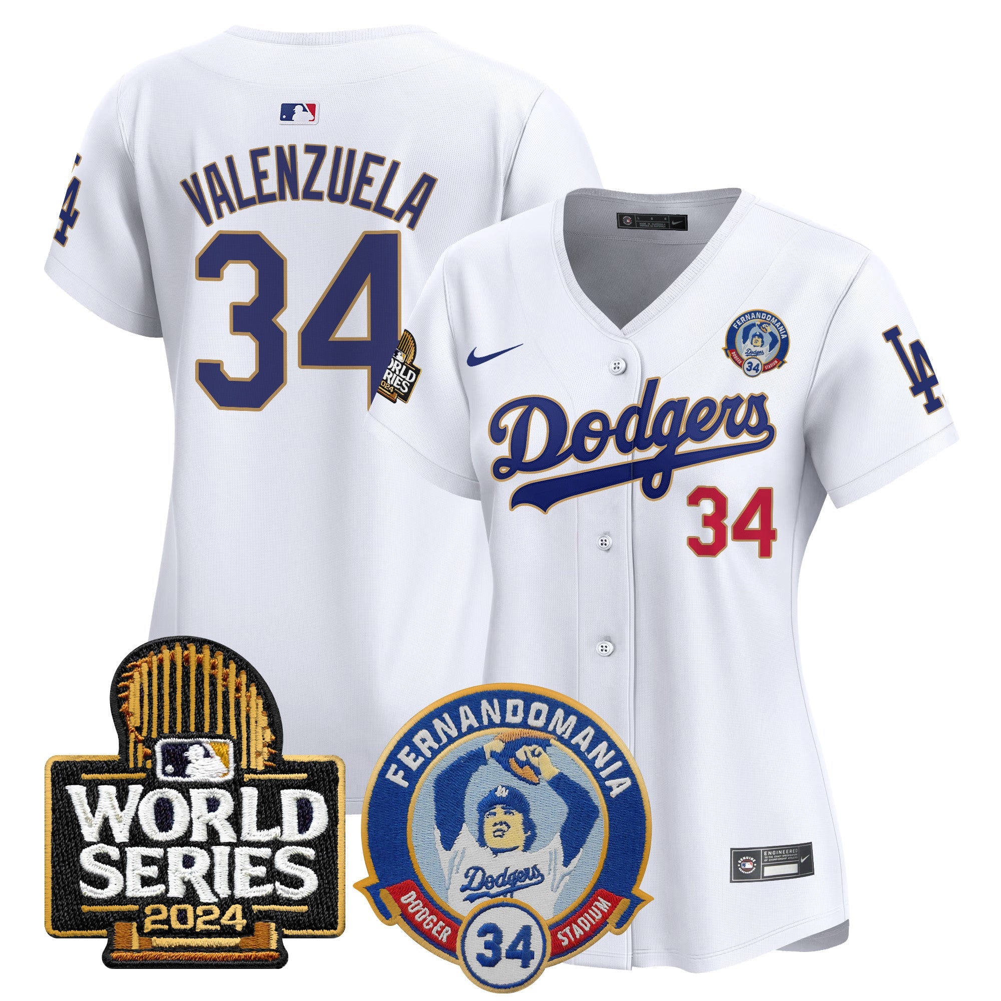 Women’s Fernando Valenzuela & 2024 World Series Patch Vapor Premier Limited Jersey