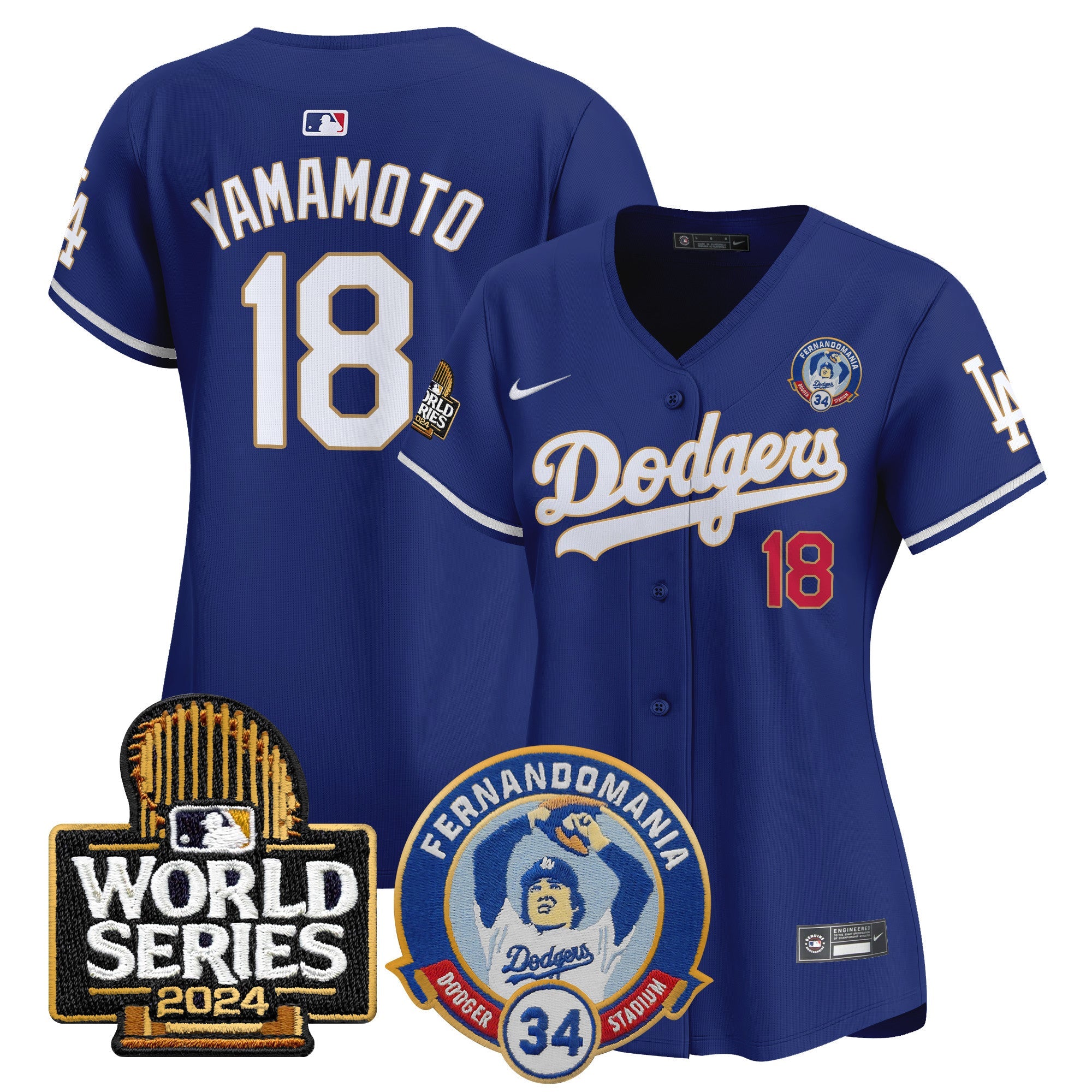 Women’s Fernando Valenzuela & 2024 World Series Patch Vapor Premier Limited Jersey