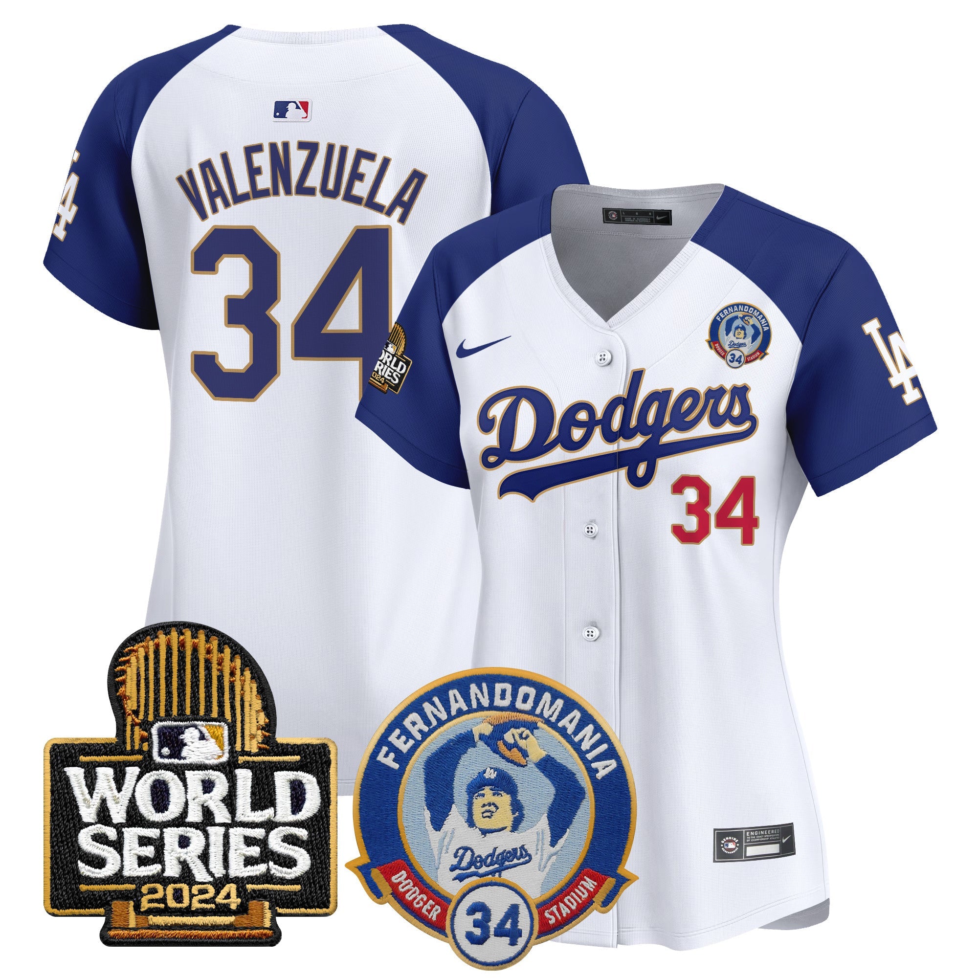 Women’s Fernando Valenzuela & 2024 World Series Patch Vapor Premier Limited Jersey