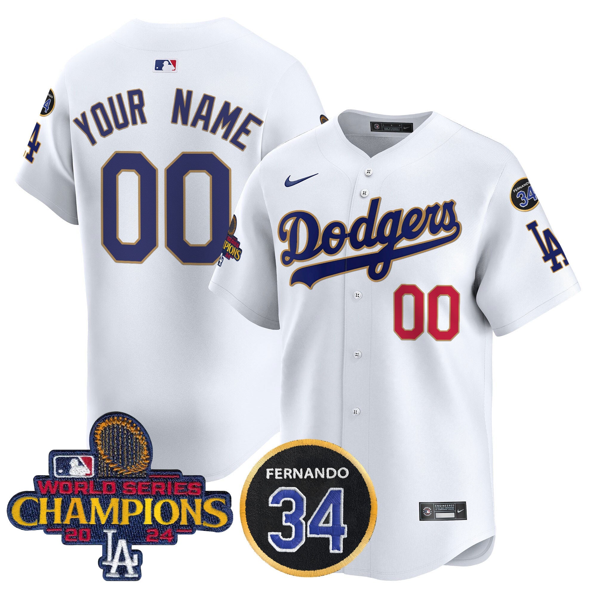 2024 World Series Champions Gold Trim Vapor Premier Limited Custom Jersey V2