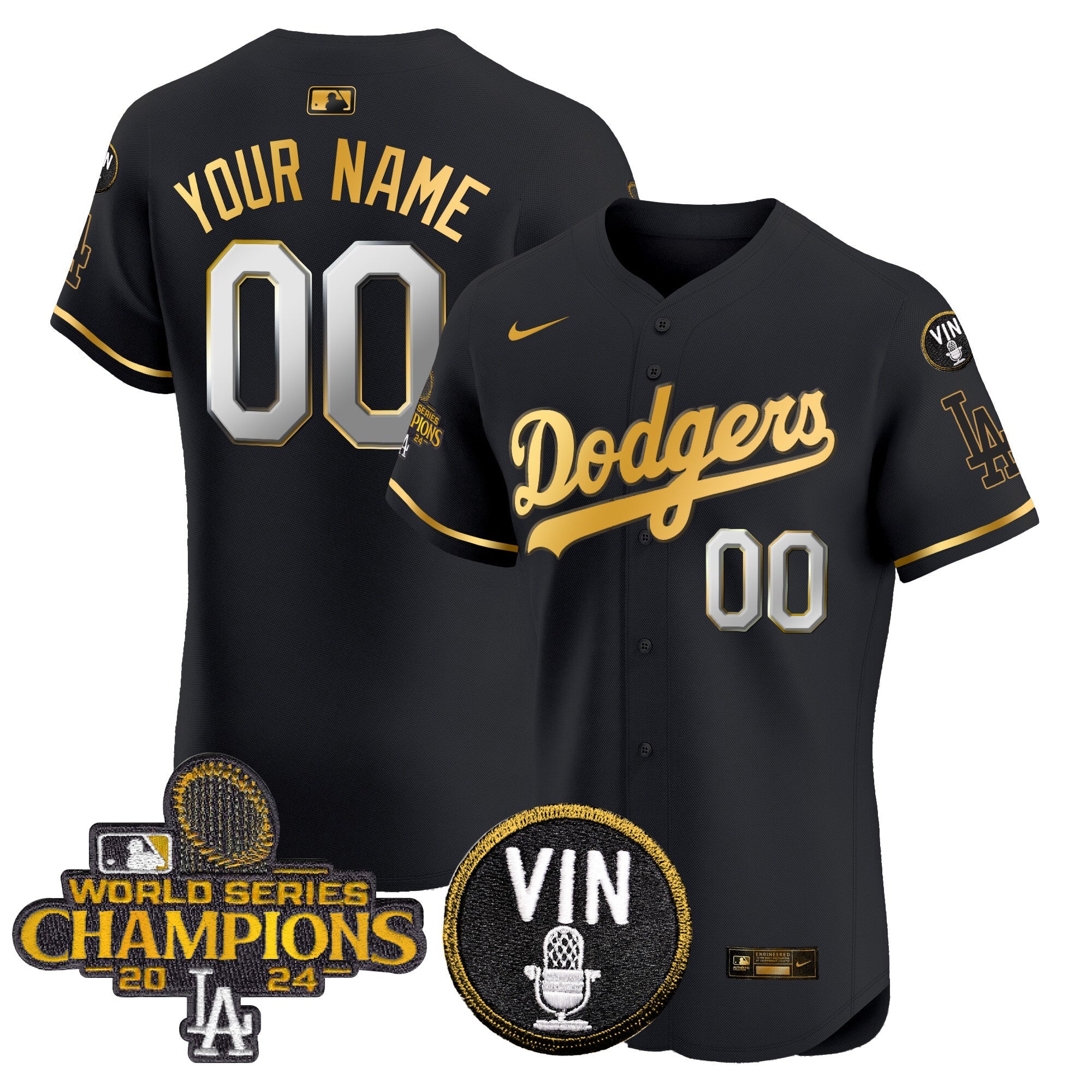 2024 World Series Champions Gold Trim Vapor Premier Elite Custom Jersey