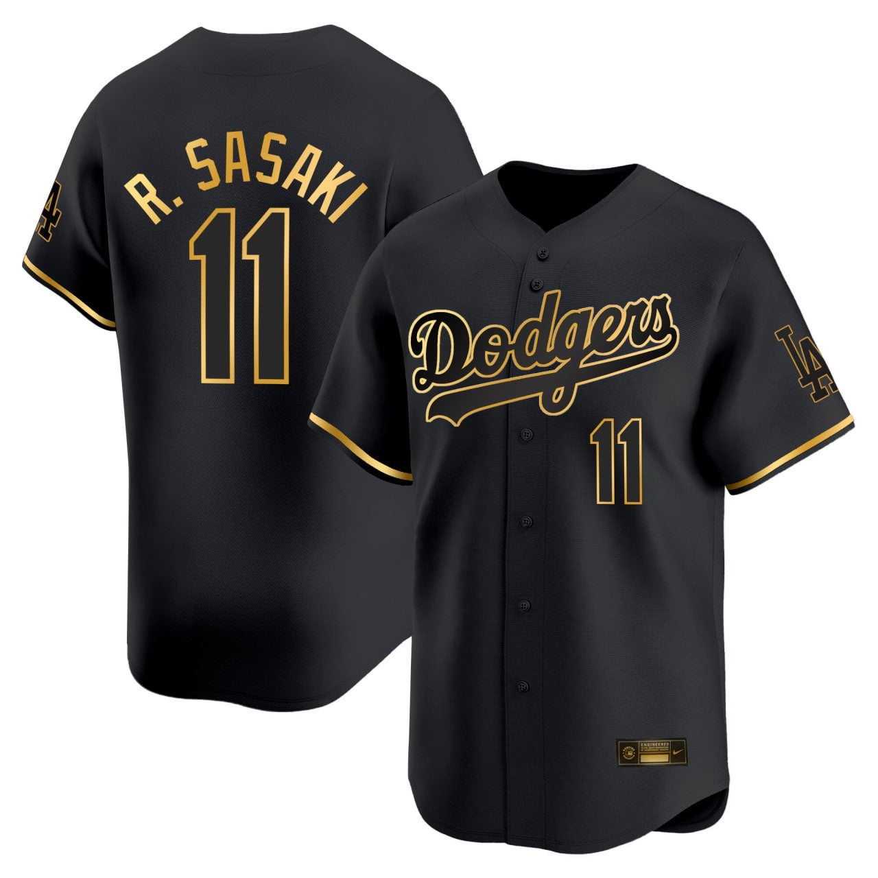 Roki Sasaki Los Angeles Black Gold Jersey