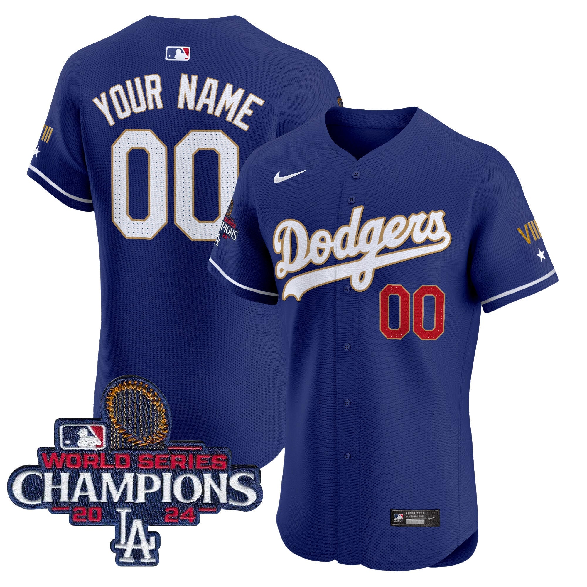 2024 World Series Champions Gold Trim Vapor Premier Elite Custom Jersey V3