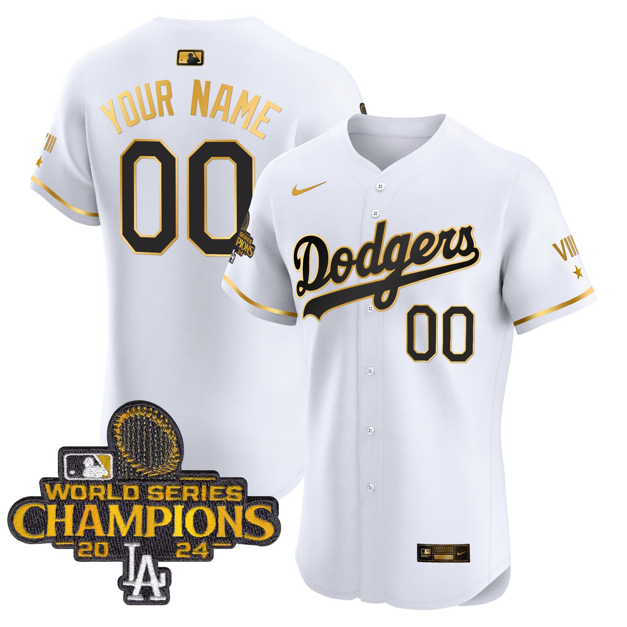 2024 World Series Champions Gold Trim Vapor Premier Elite Custom Jersey V3