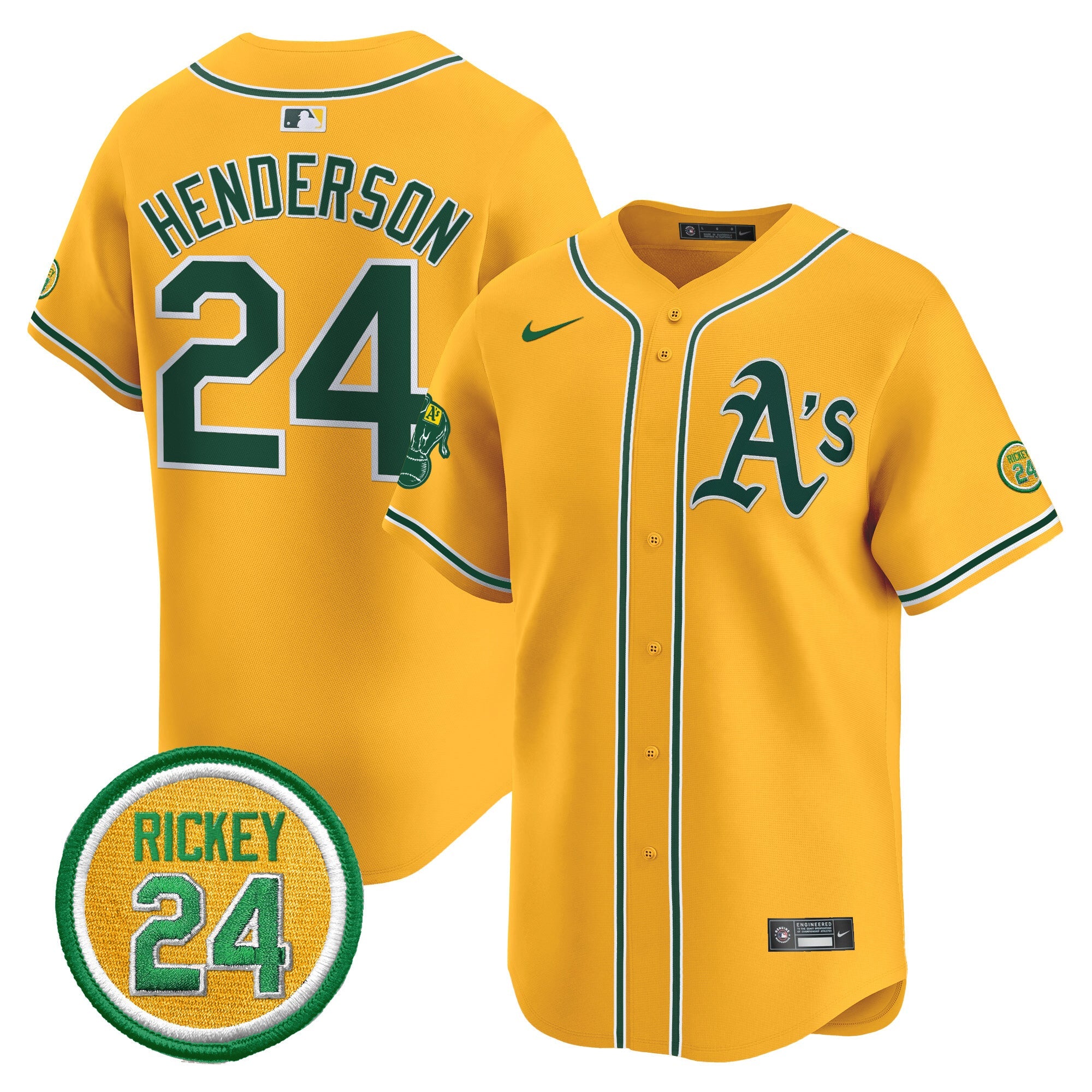 Men’s Oakland Rickey Henderson Patch Vapor Premier Limited Jersey