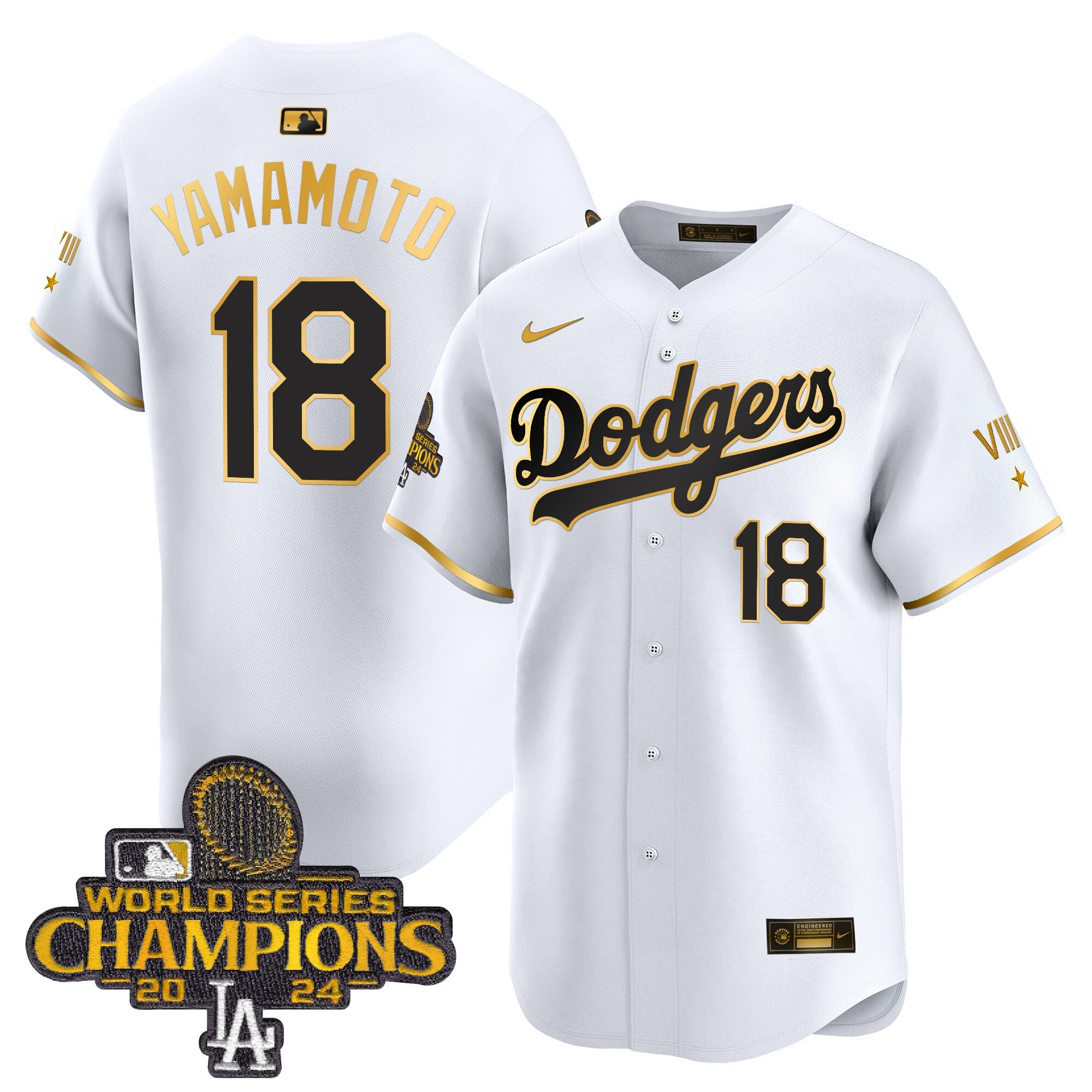 Men’s 2024 World Series Champions Gold Trim Vapor Premier Limited Jersey