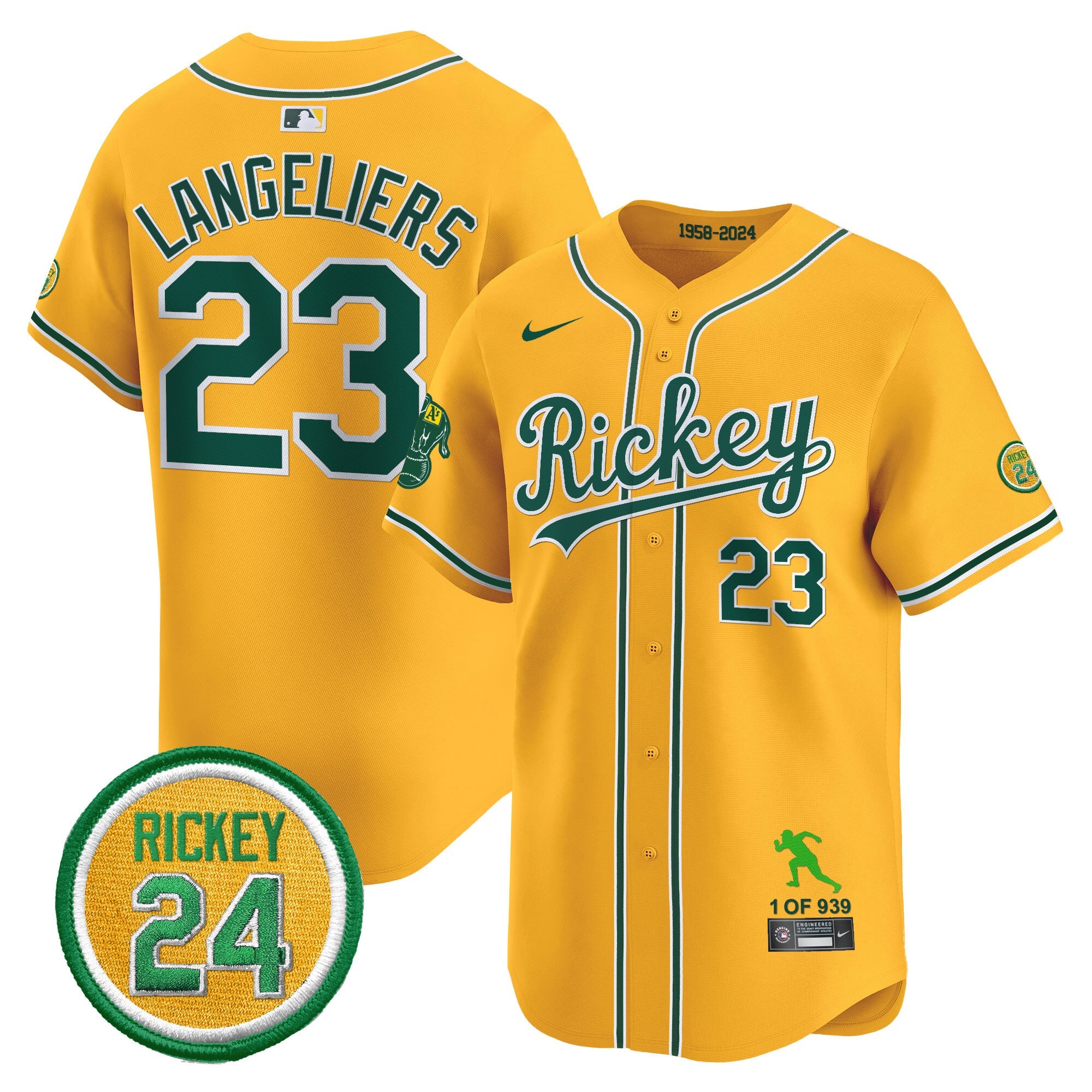 Men’s Oakland Rickey Tribute style Vapor Premier Limited Jersey