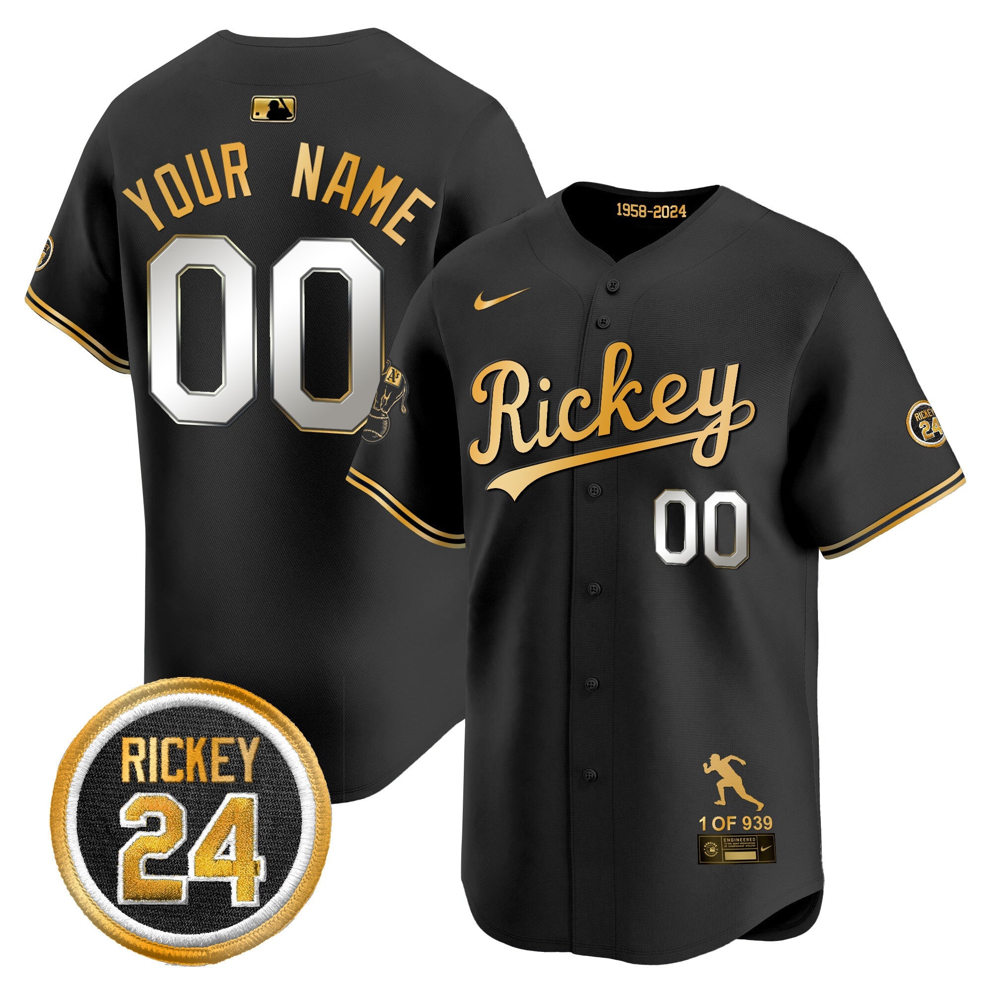 Oakland Rickey Tribute style Vapor Premier Limited Custom Jersey