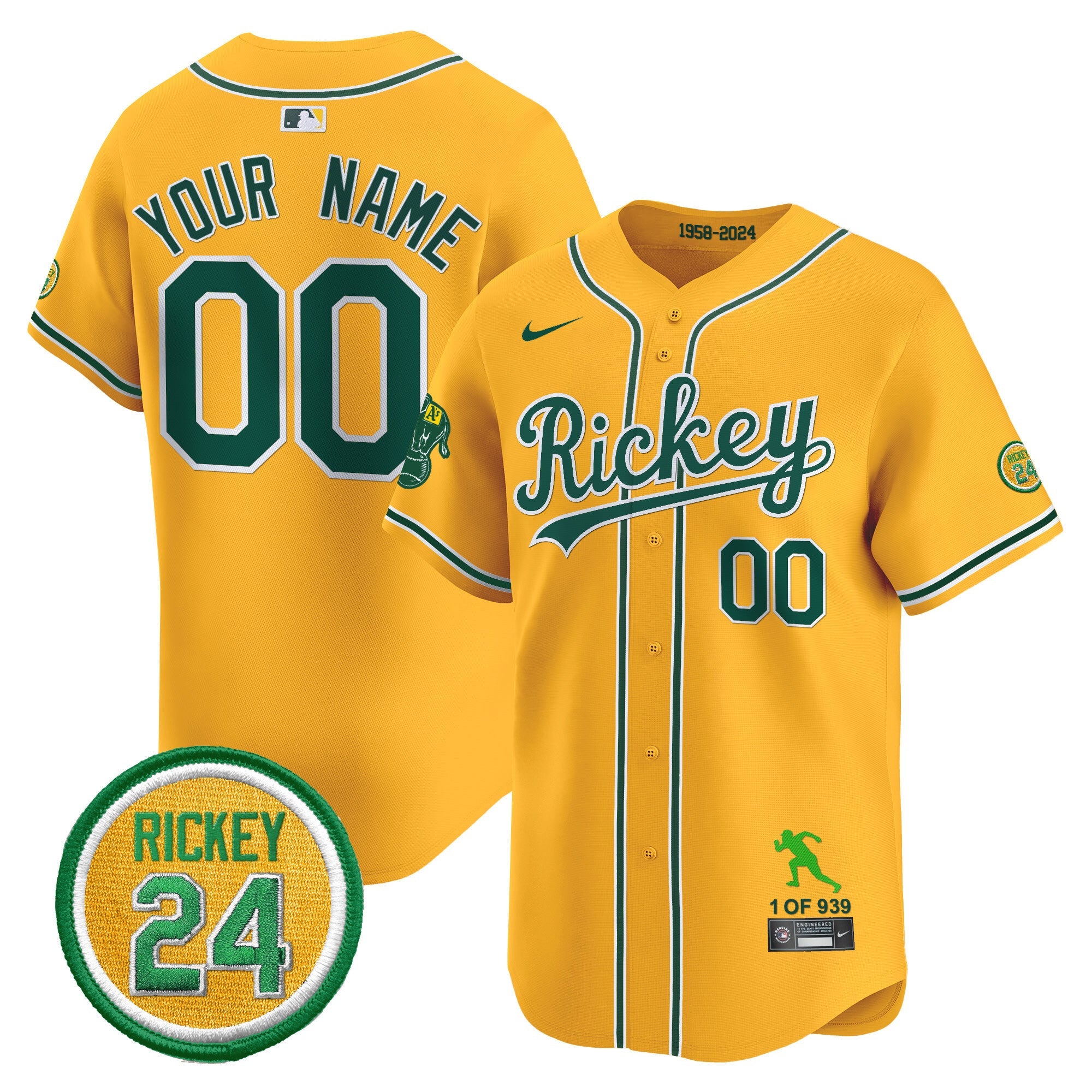 Oakland Rickey Tribute style Vapor Premier Limited Custom Jersey