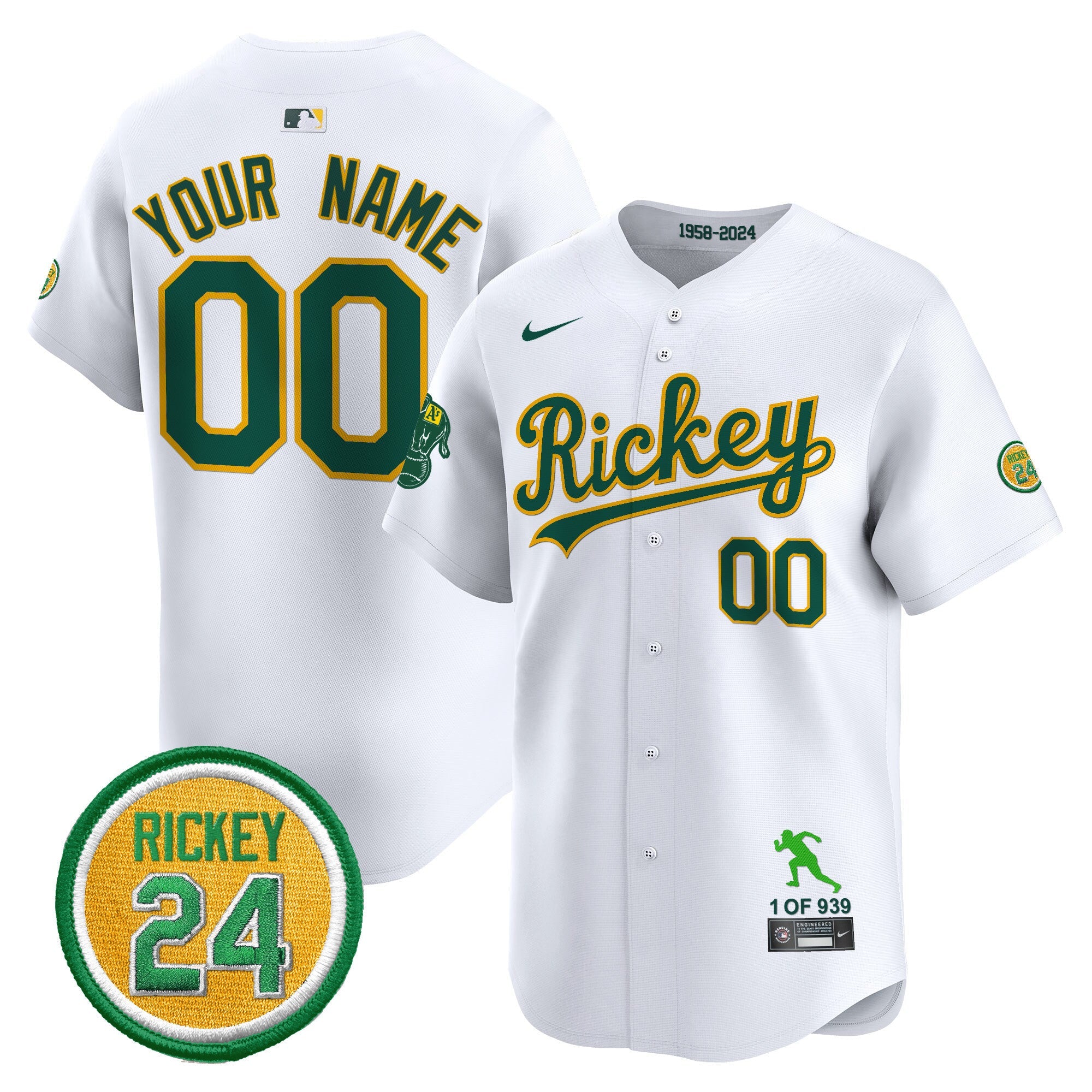 Oakland Rickey Tribute style Vapor Premier Limited Custom Jersey