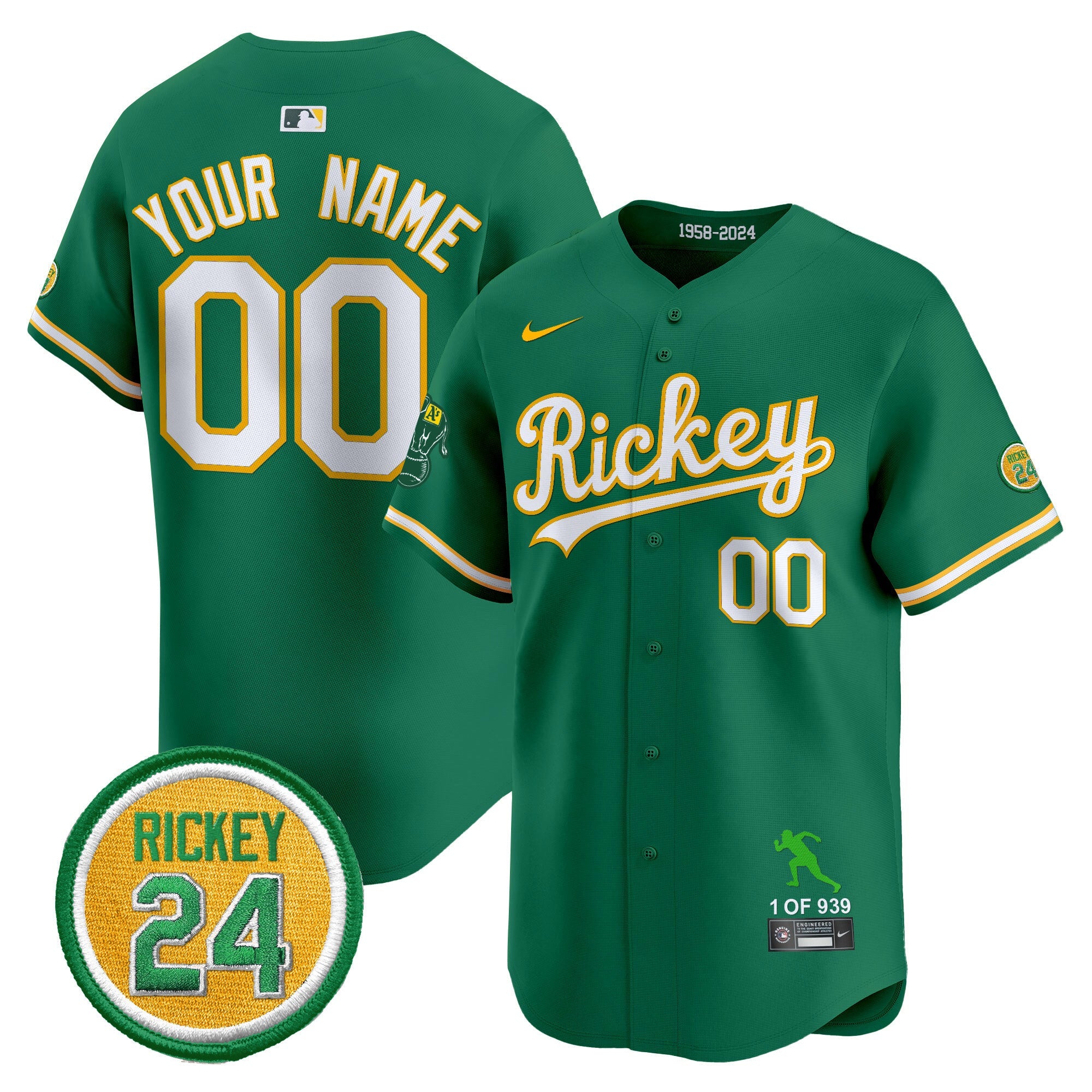 Oakland Rickey Tribute style Vapor Premier Limited Custom Jersey