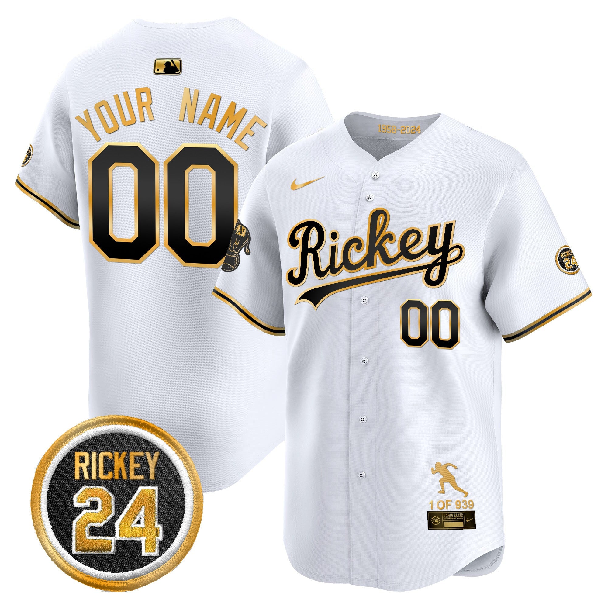 Oakland Rickey Tribute style Vapor Premier Limited Custom Jersey