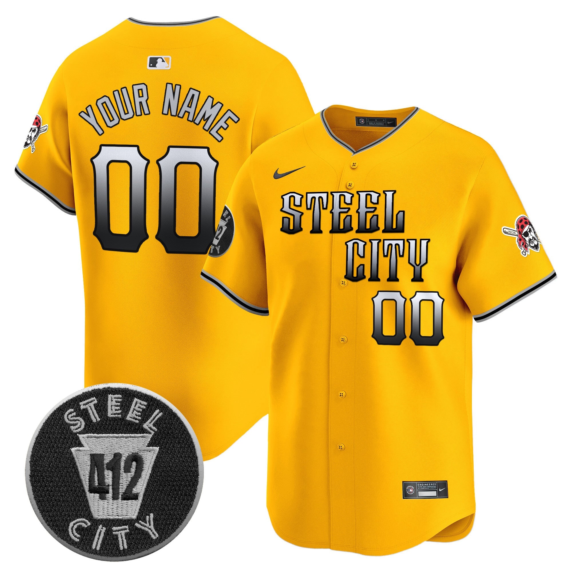 Pittsburgh 412 Patch Vapor Premier Limited Custom Jersey V8