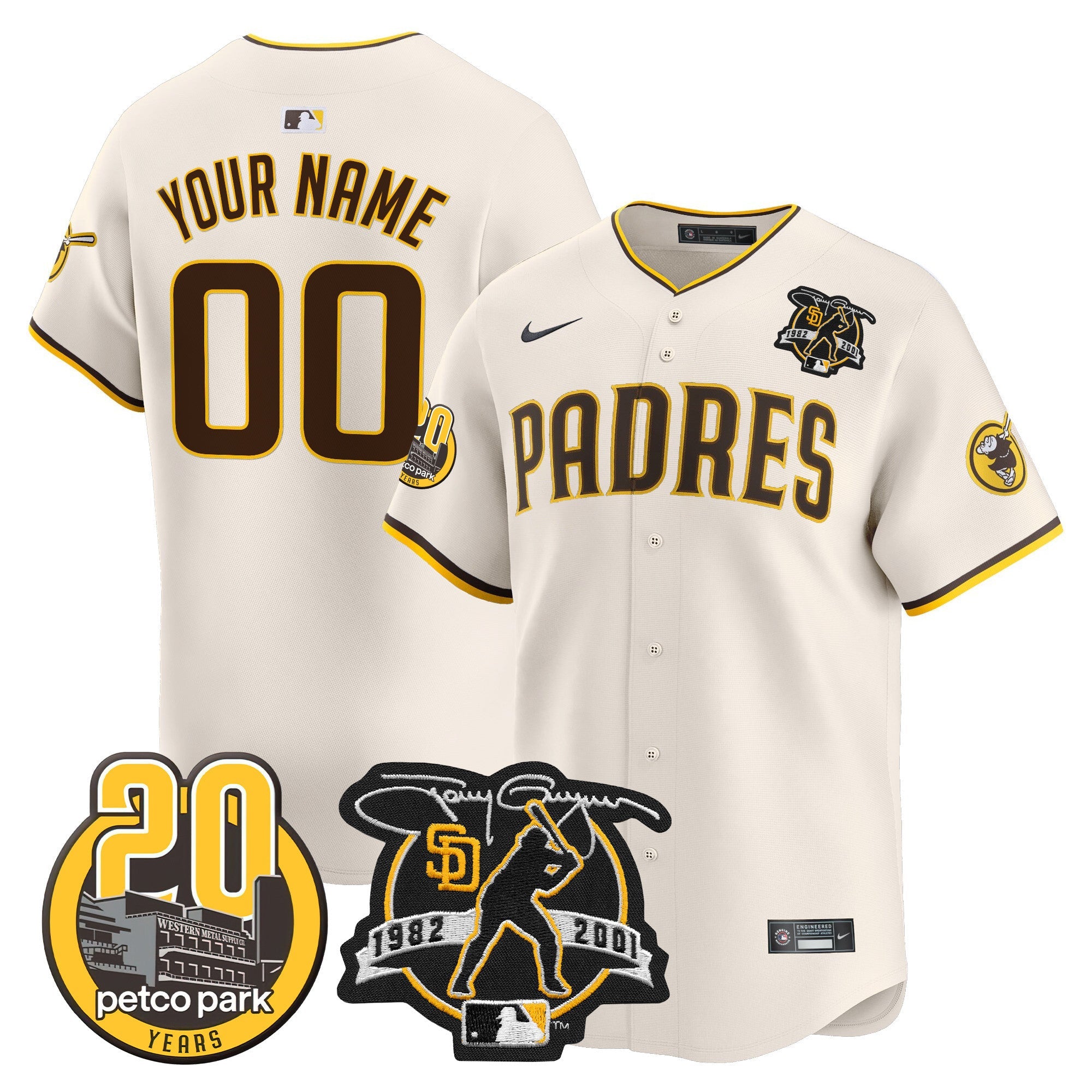 Tony Gwynn & Petco Park 20th Patch Vapor Premier Limited Custom Jersey
