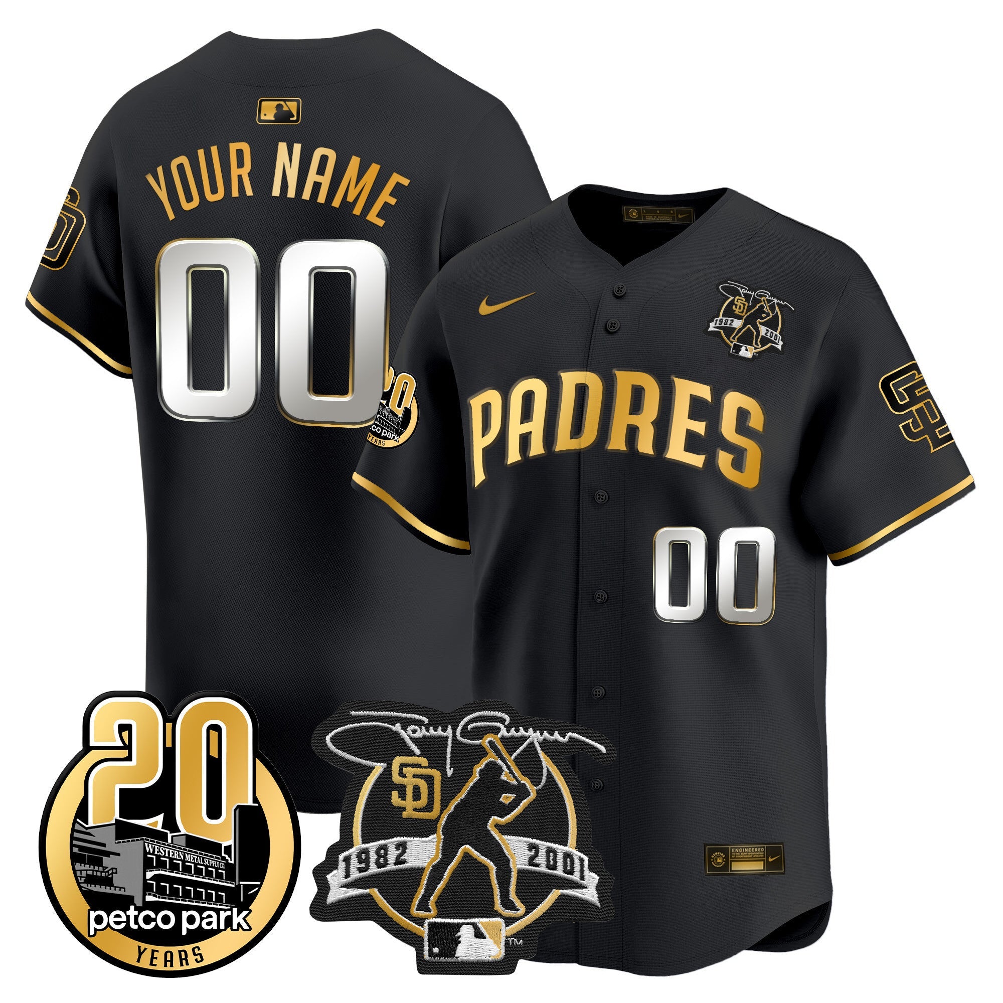 Tony Gwynn & Petco Park 20th Patch Vapor Premier Limited Custom Jersey