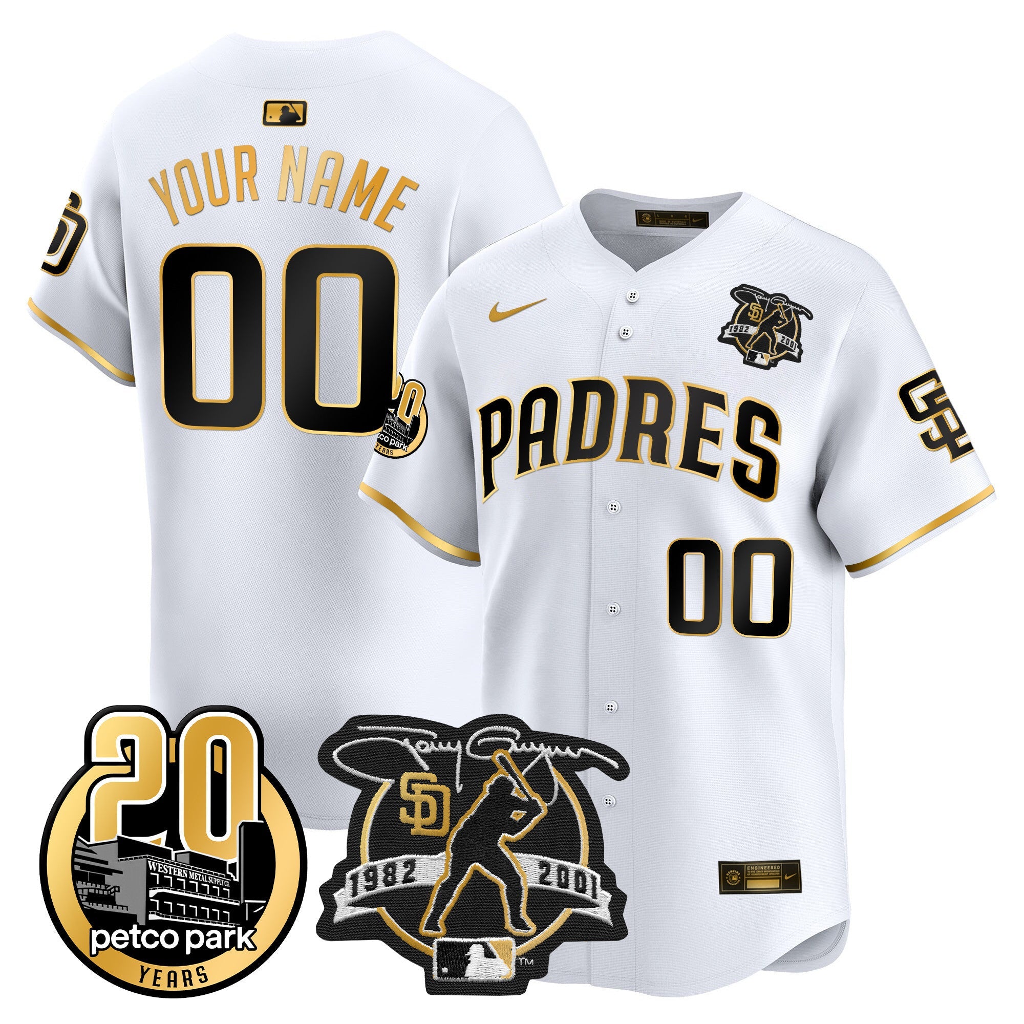 Tony Gwynn & Petco Park 20th Patch Vapor Premier Limited Custom Jersey