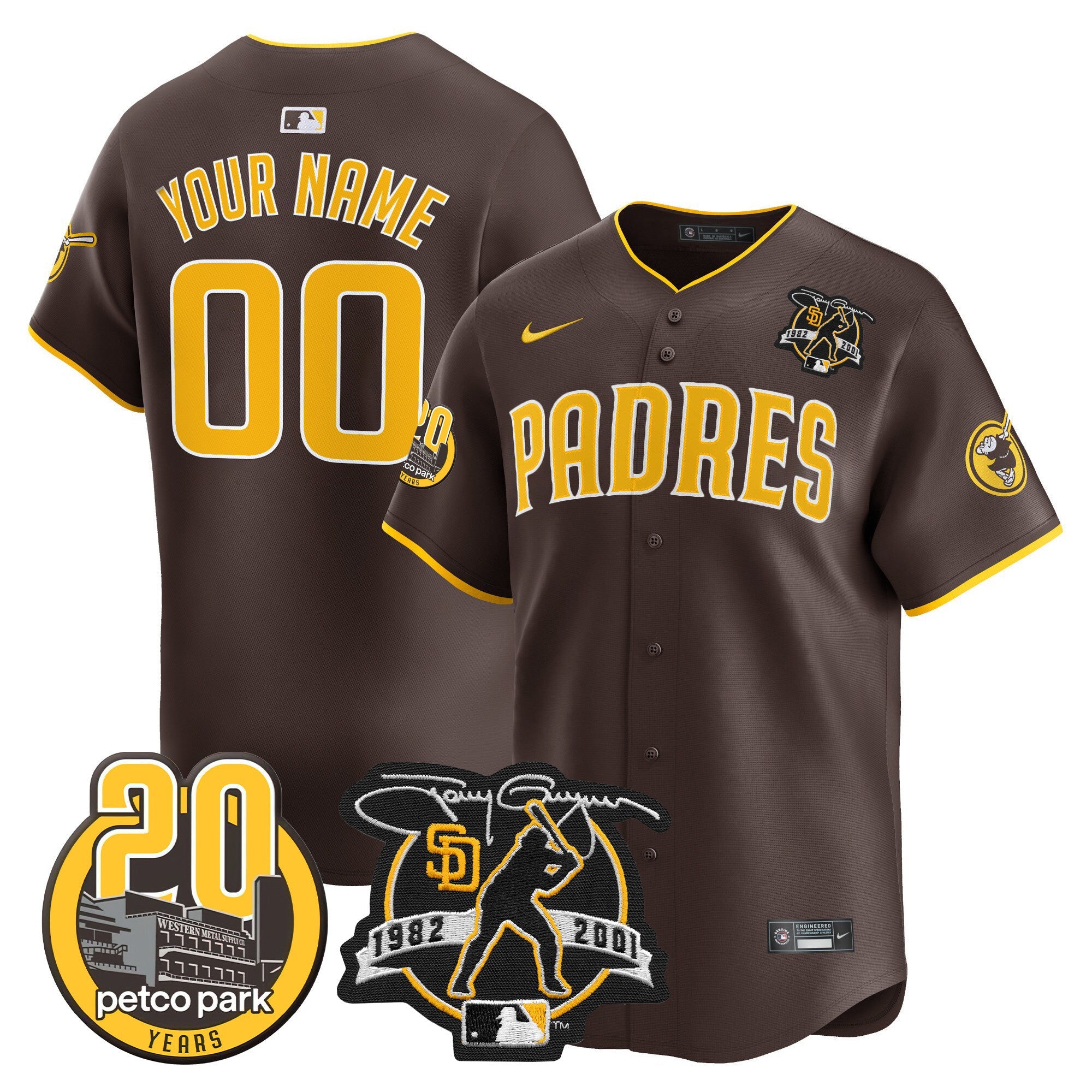 Tony Gwynn & Petco Park 20th Patch Vapor Premier Limited Custom Jersey