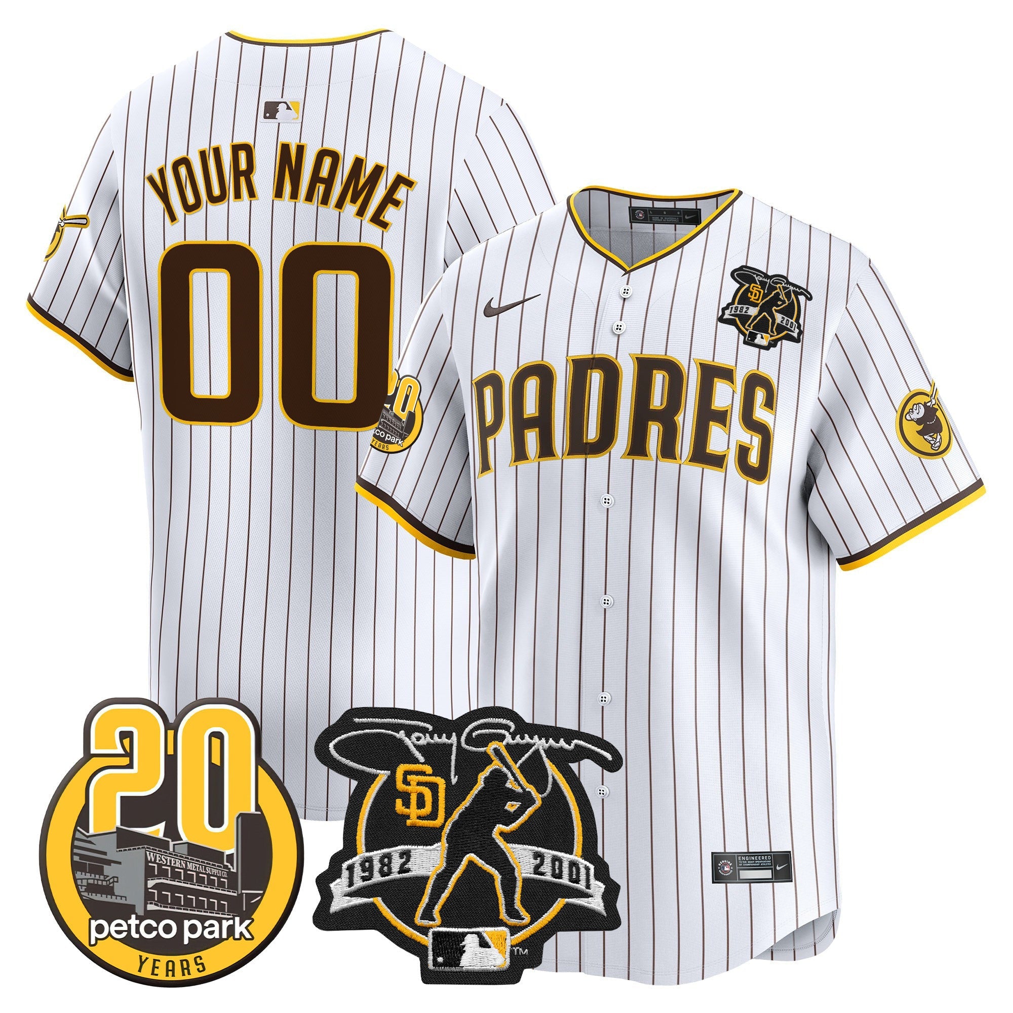 Tony Gwynn & Petco Park 20th Patch Vapor Premier Limited Custom Jersey