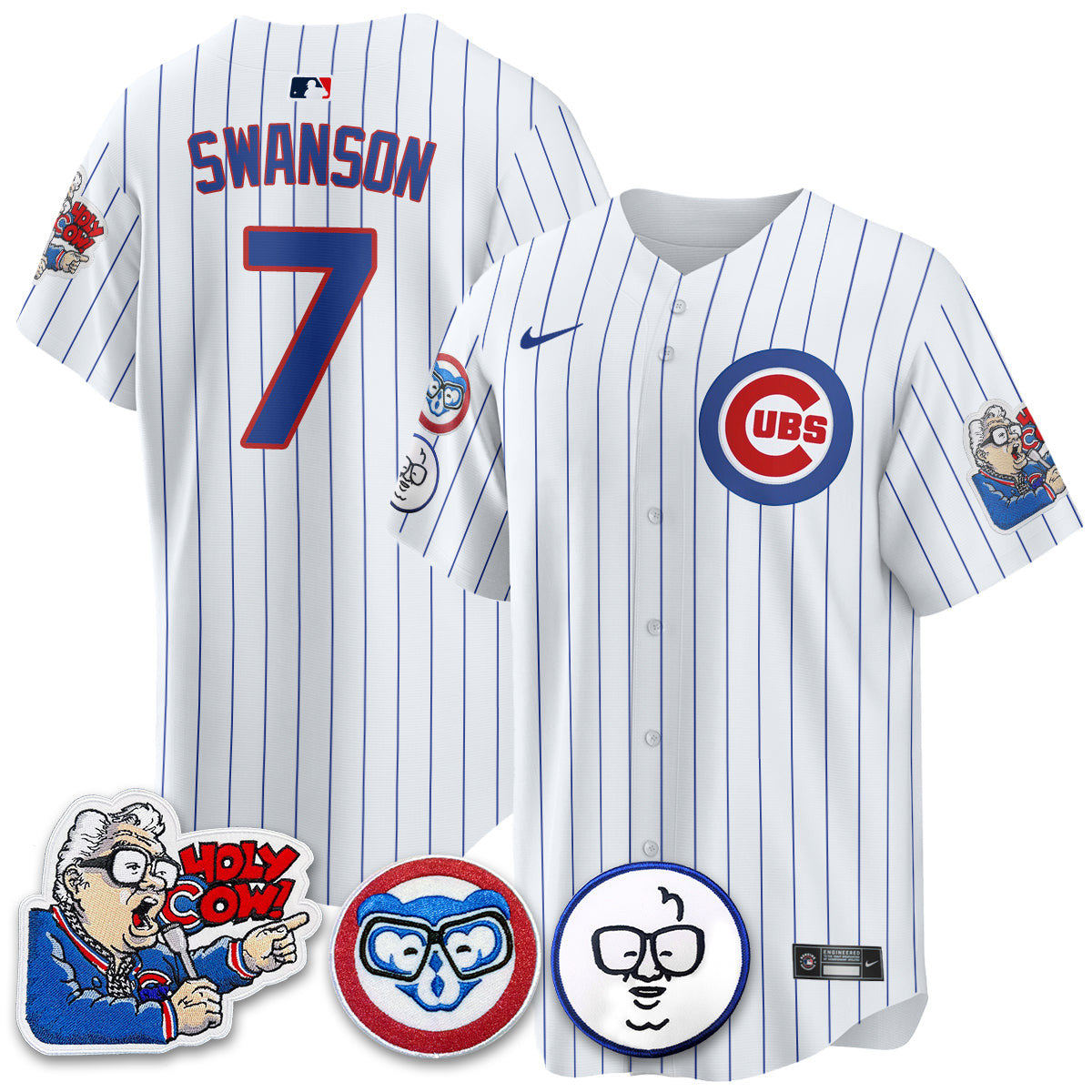 Men’s Chicago Harry Caray Holy Cow Patch Premier Limited Jersey