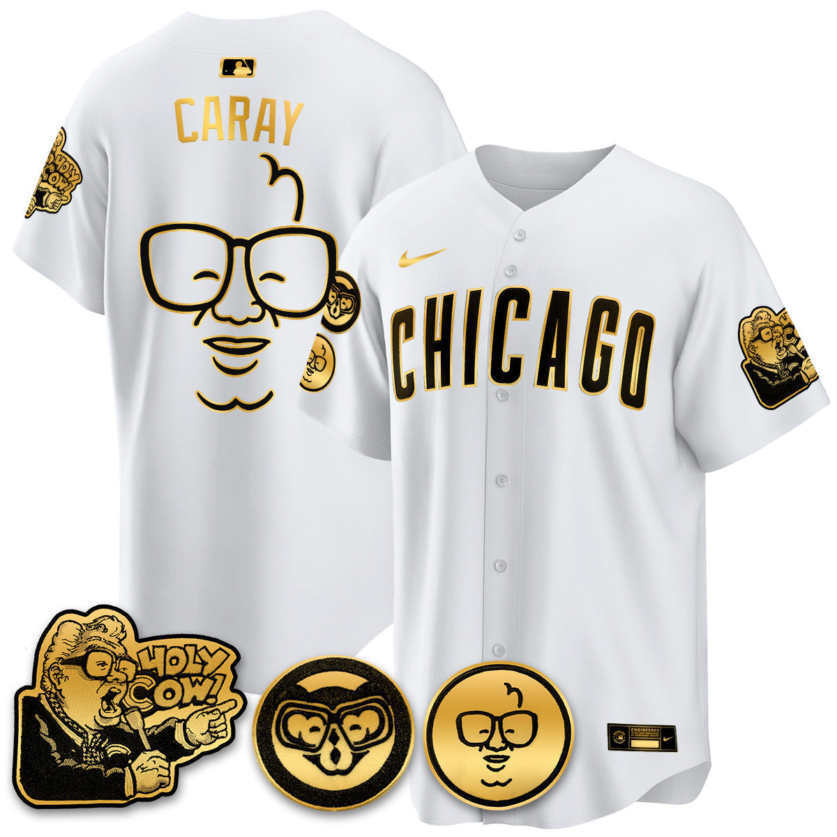 Men’s Chicago Harry Caray Holy Cow Patch Premier Limited Jersey