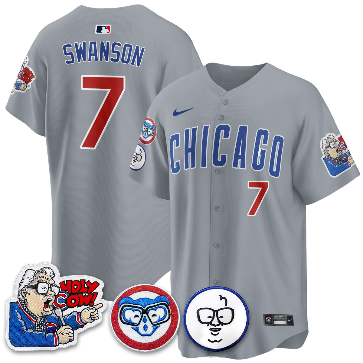 Men’s Chicago Harry Caray Holy Cow Patch Premier Limited Jersey