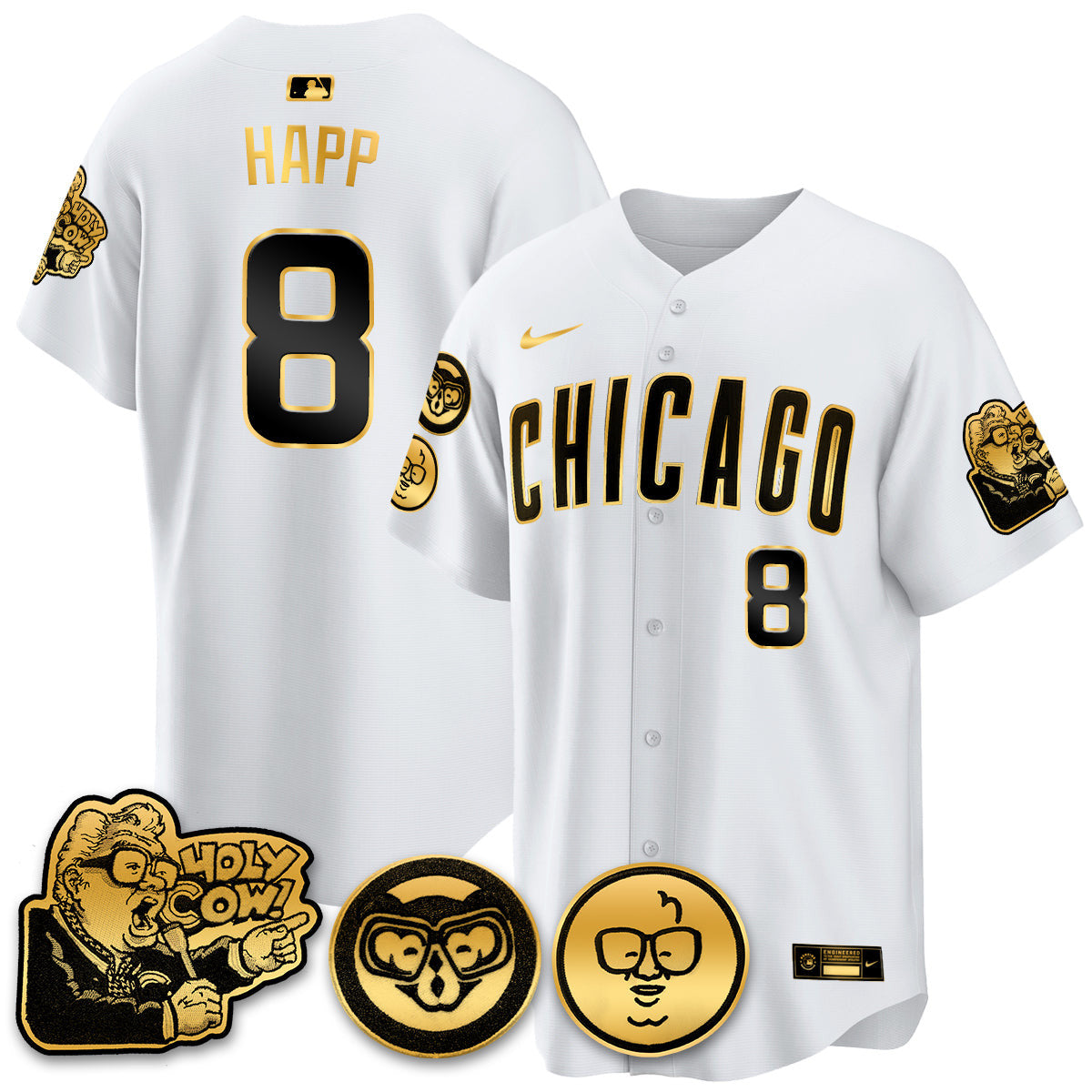 Men’s Chicago Harry Caray Holy Cow Patch Premier Limited Jersey
