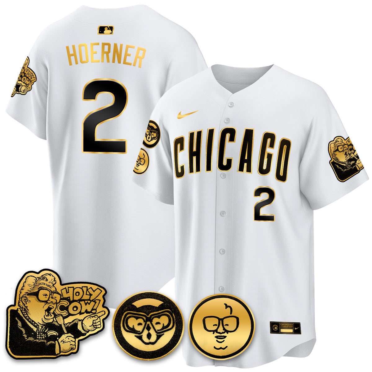 Men’s Chicago Harry Caray Holy Cow Patch Premier Limited Jersey