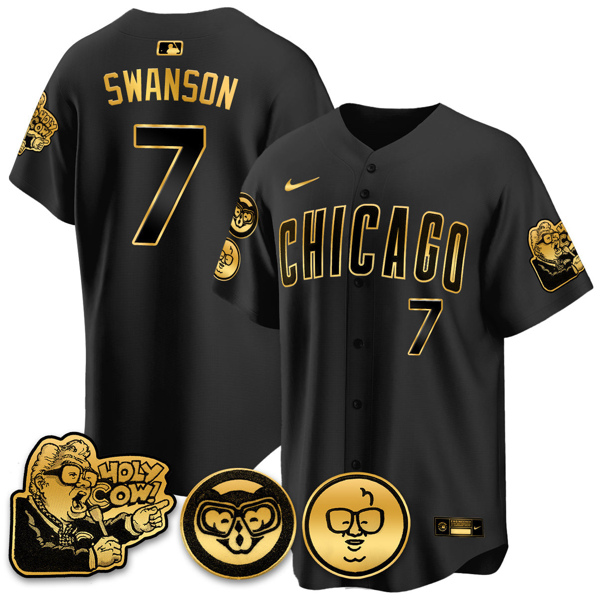 Men’s Chicago Harry Caray Holy Cow Patch Premier Limited Jersey