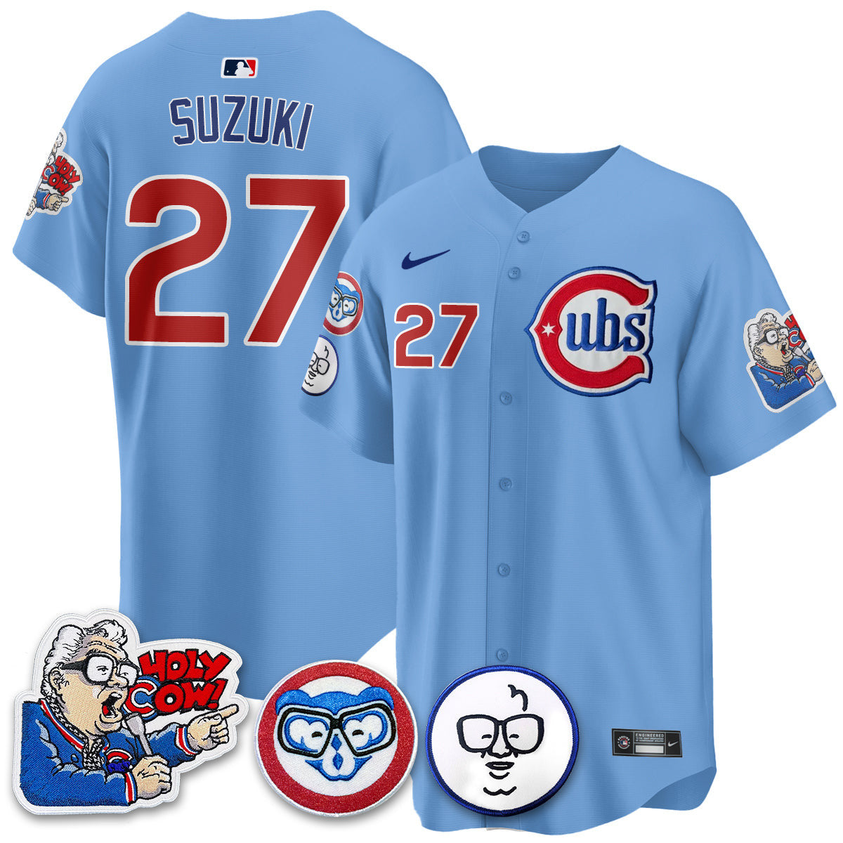 Men’s Chicago Harry Caray Holy Cow Patch Premier Limited Jersey