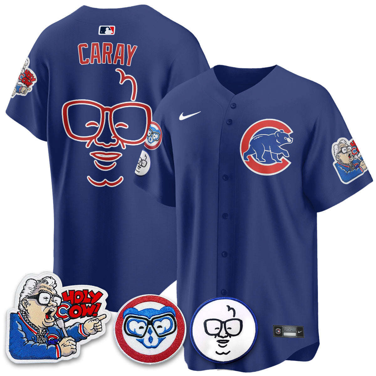Men’s Chicago Harry Caray Holy Cow Patch Premier Limited Jersey