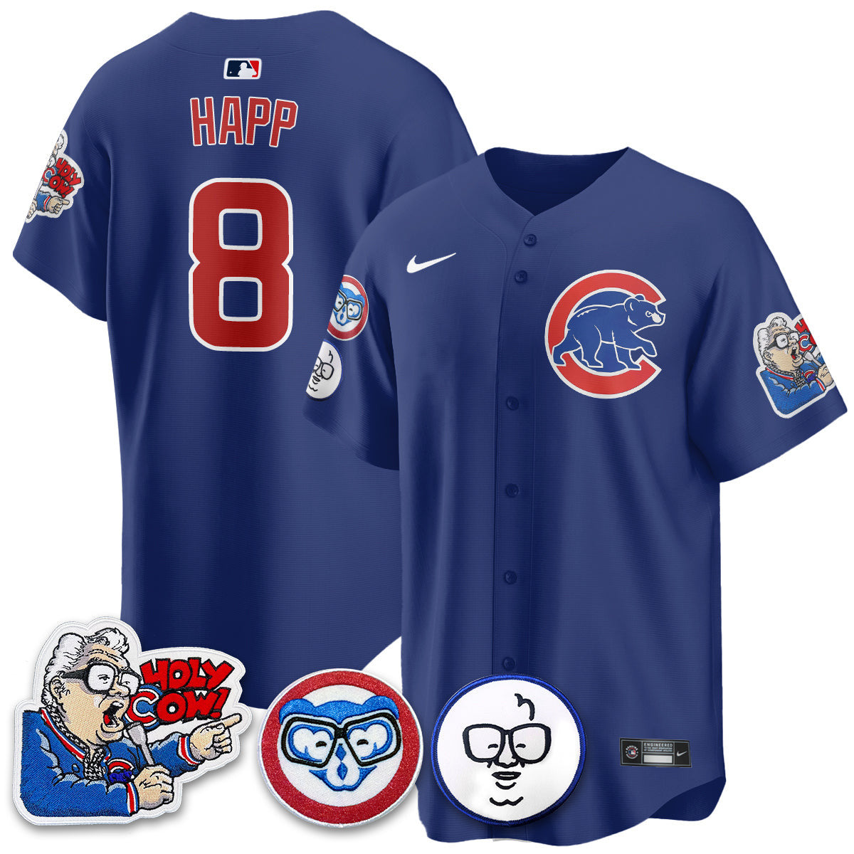 Men’s Chicago Harry Caray Holy Cow Patch Premier Limited Jersey