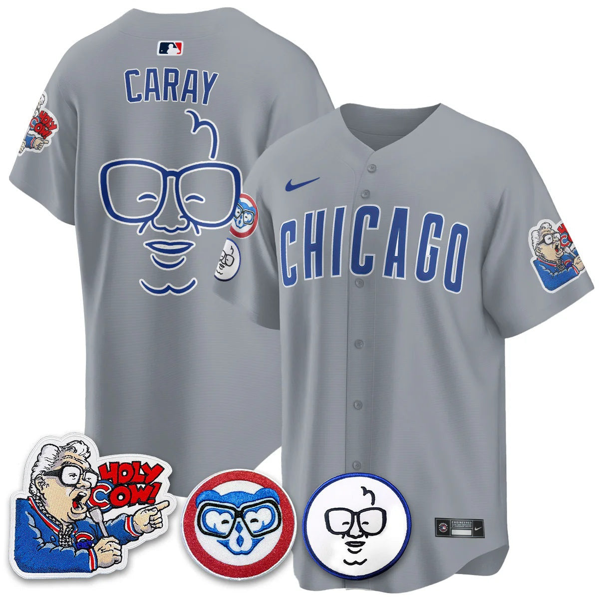 Men’s Chicago Harry Caray Holy Cow Patch Premier Limited Jersey