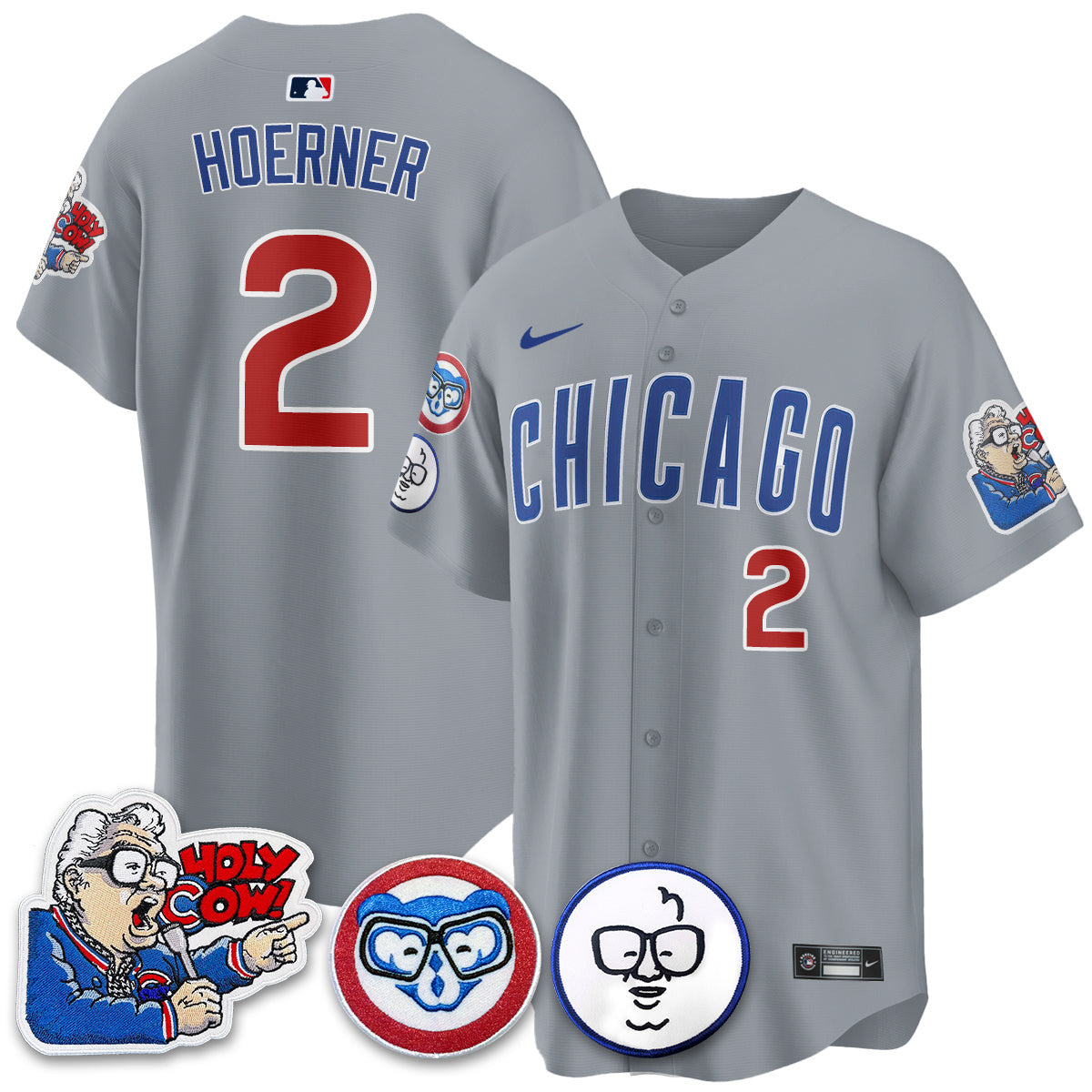 Men’s Chicago Harry Caray Holy Cow Patch Premier Limited Jersey