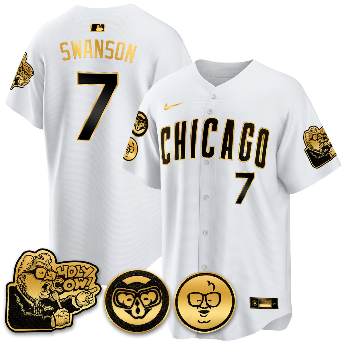 Men’s Chicago Harry Caray Holy Cow Patch Premier Limited Jersey