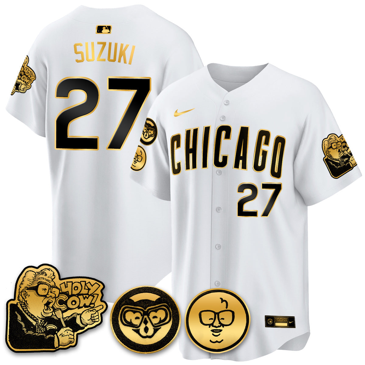 Men’s Chicago Harry Caray Holy Cow Patch Premier Limited Jersey