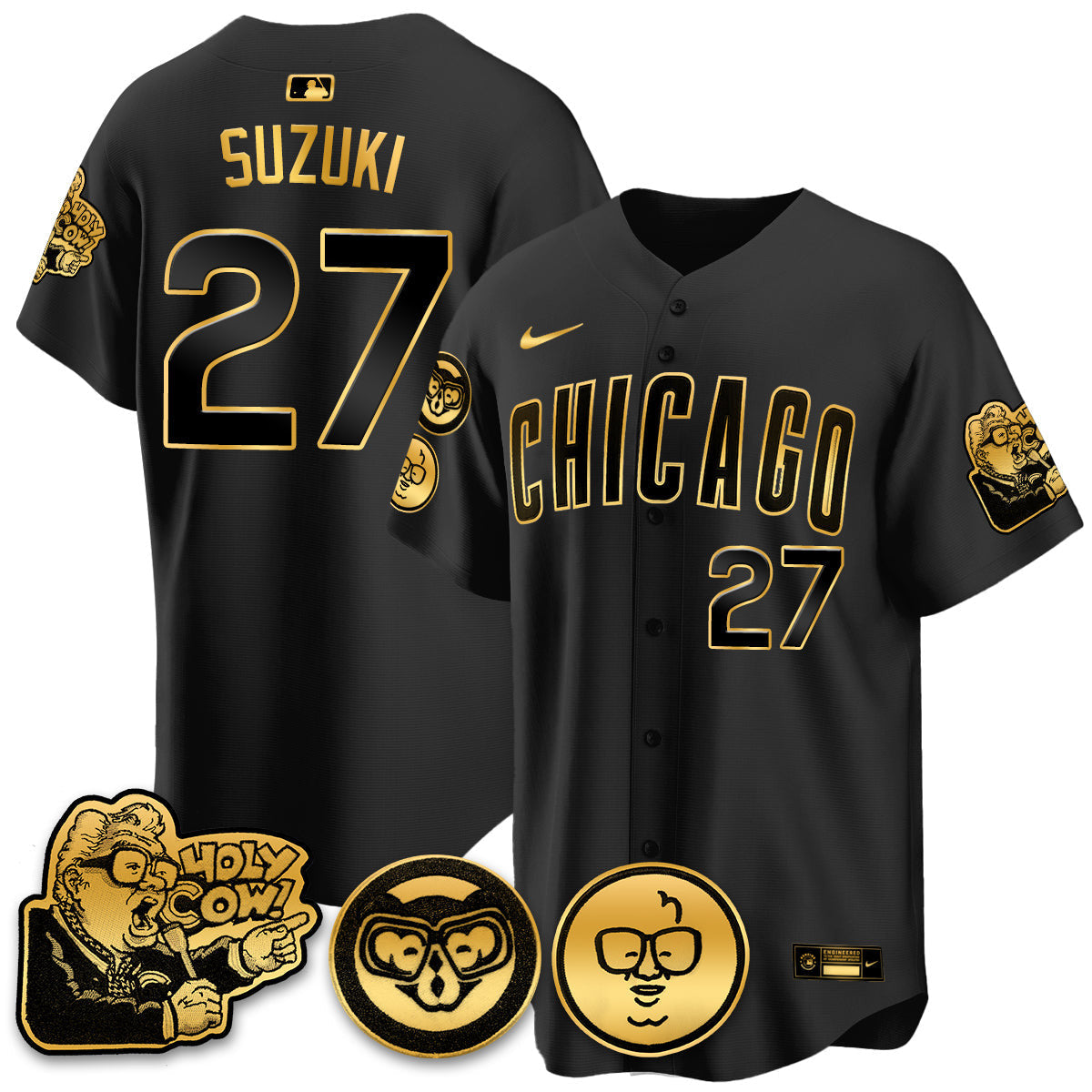 Men’s Chicago Harry Caray Holy Cow Patch Premier Limited Jersey