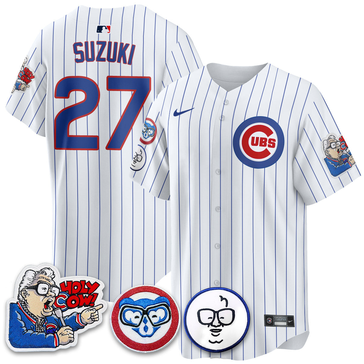 Men’s Chicago Harry Caray Holy Cow Patch Premier Limited Jersey