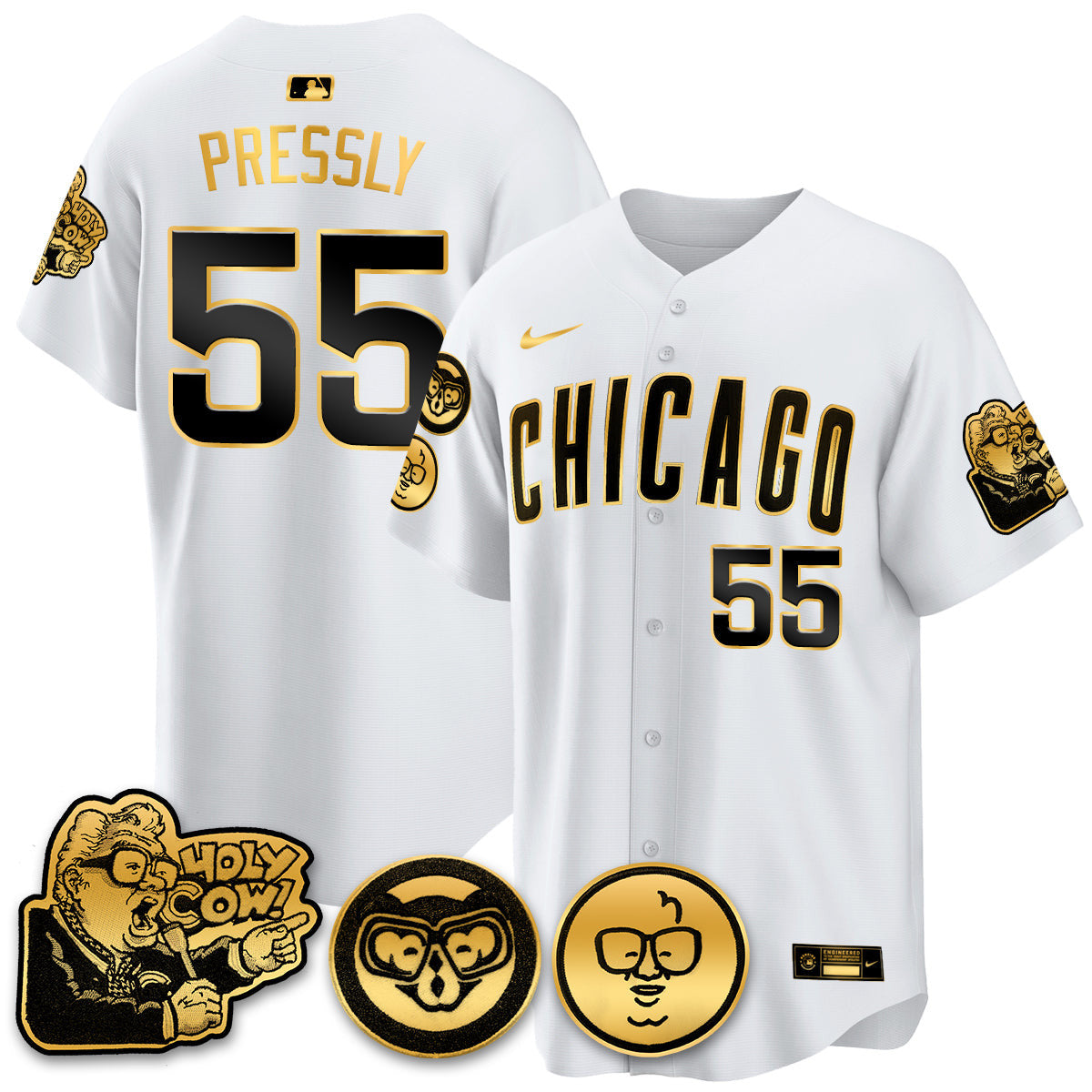 Men’s Chicago Harry Caray Holy Cow Patch Premier Limited Jersey