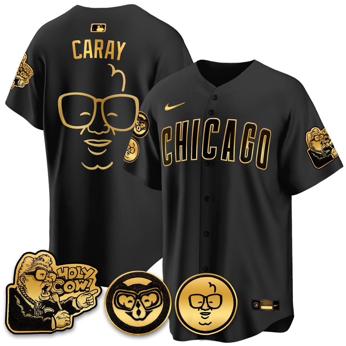 Men’s Chicago Harry Caray Holy Cow Patch Premier Limited Jersey