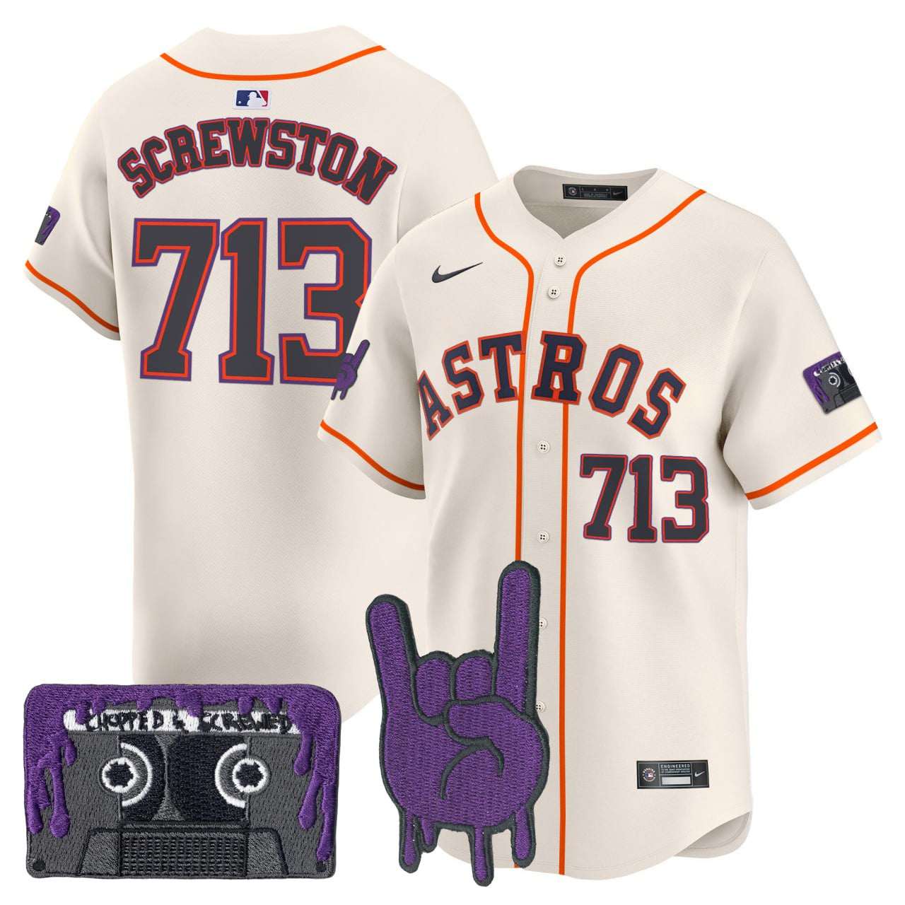 Houston DJ Screw Patch Cream Vapor Premier Limited Customized Jersey