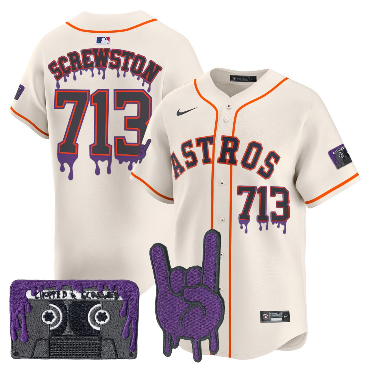 Houston DJ Screw Patch Cream Vapor Premier Limited Customized Jersey
