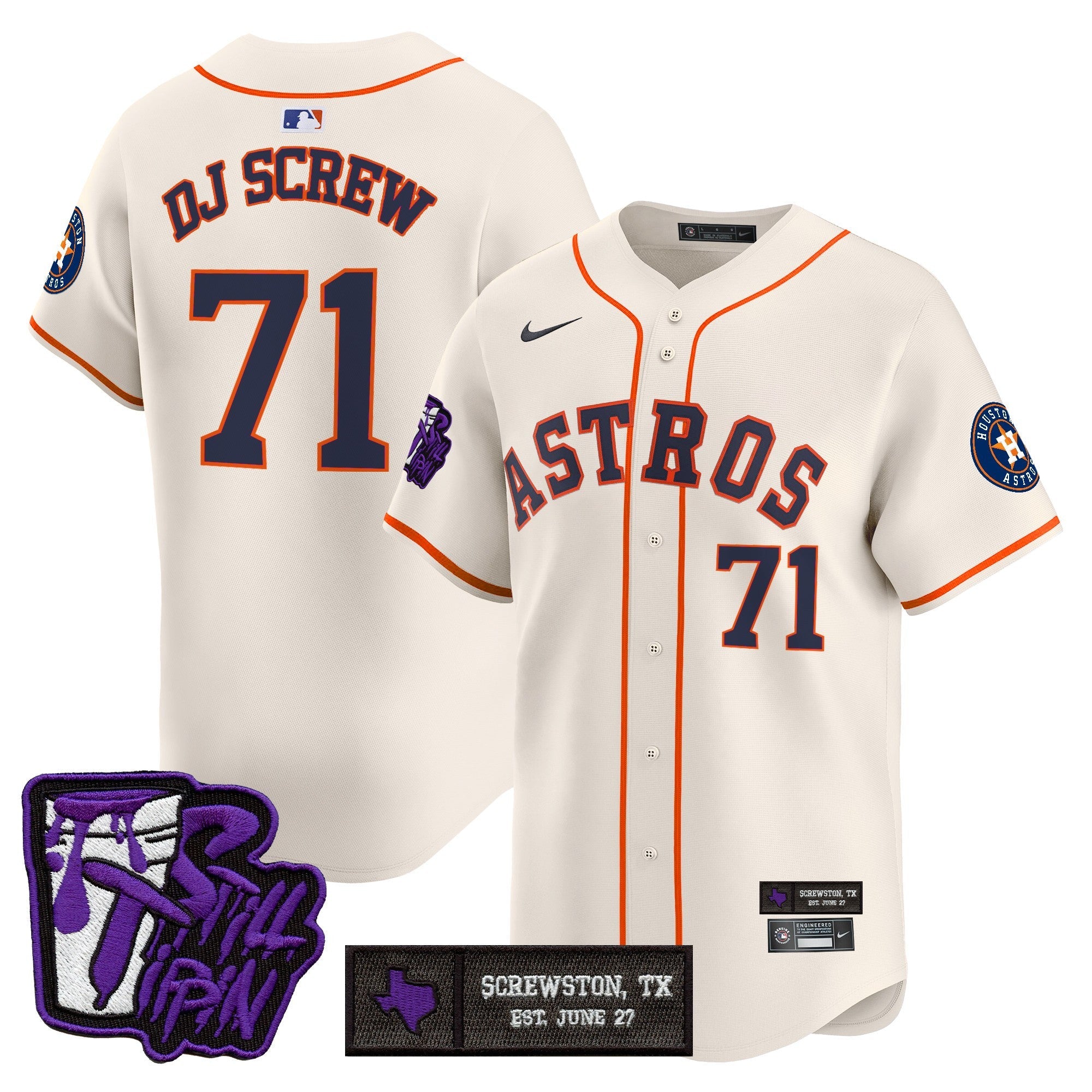 Men’s Houston DJ Screw Still Tippin Purple Patch Vapor Premier Limited Jersey