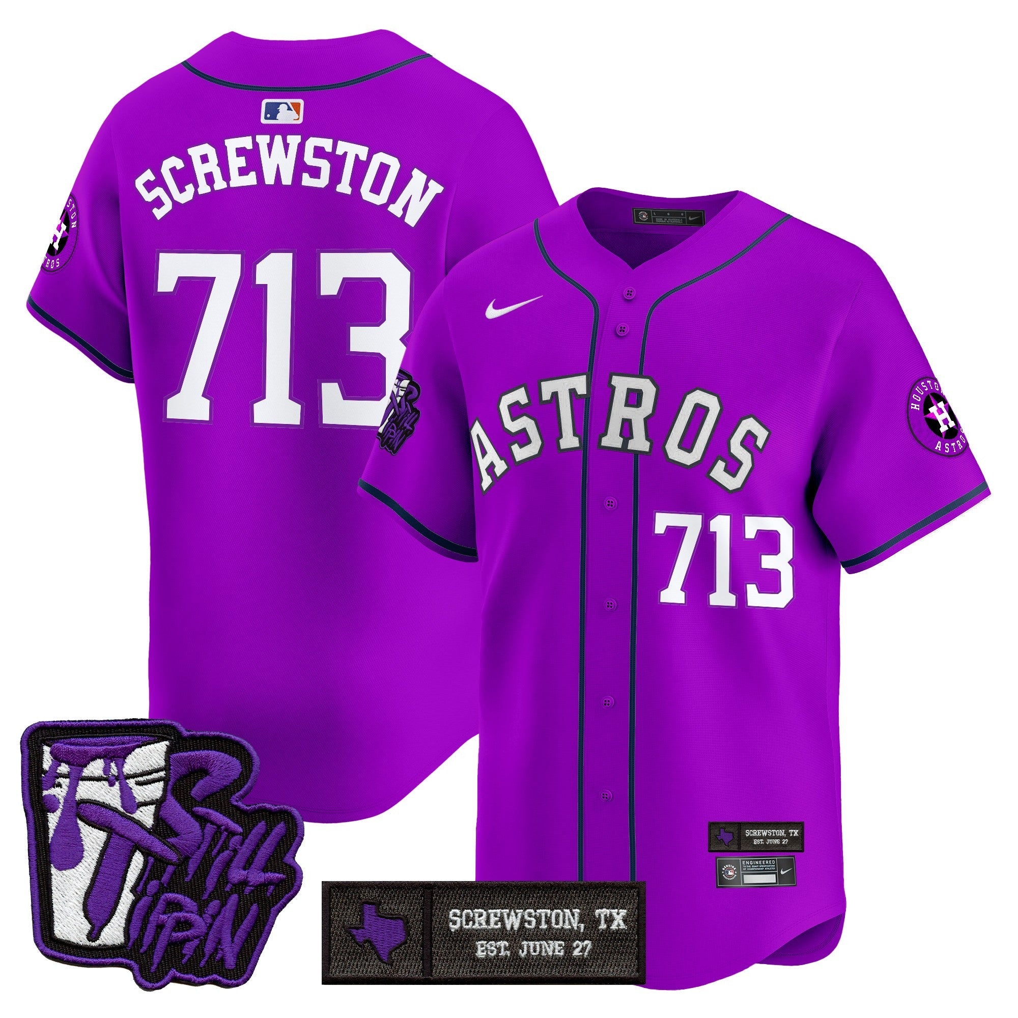 Men’s Houston DJ Screw Still Tippin Purple Patch Vapor Premier Limited Jersey