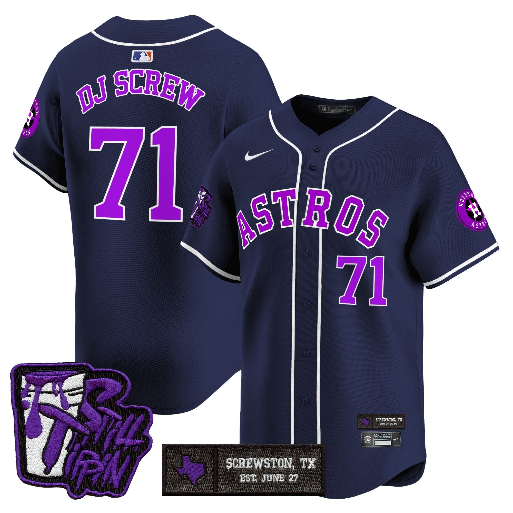 Men’s Houston DJ Screw Still Tippin Purple Patch Vapor Premier Limited Jersey
