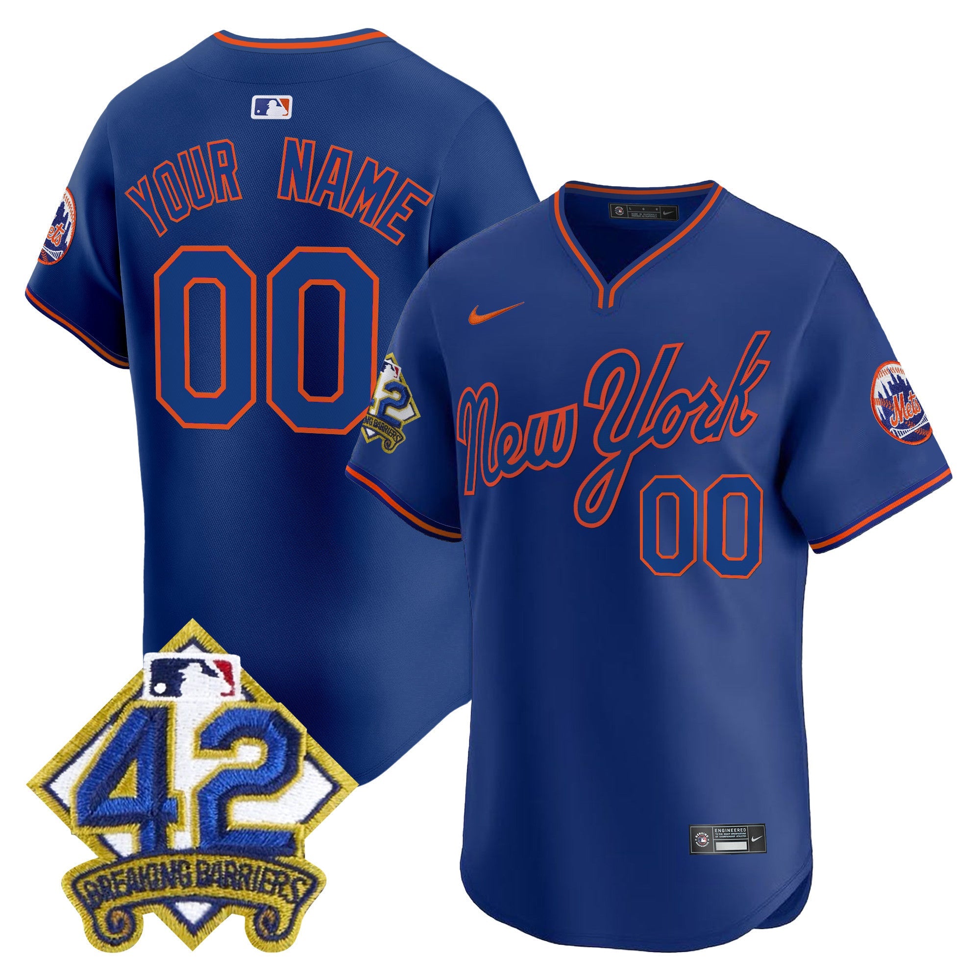New York 2025 Jackie Robinson Patch Road Alternate Custom Jersey