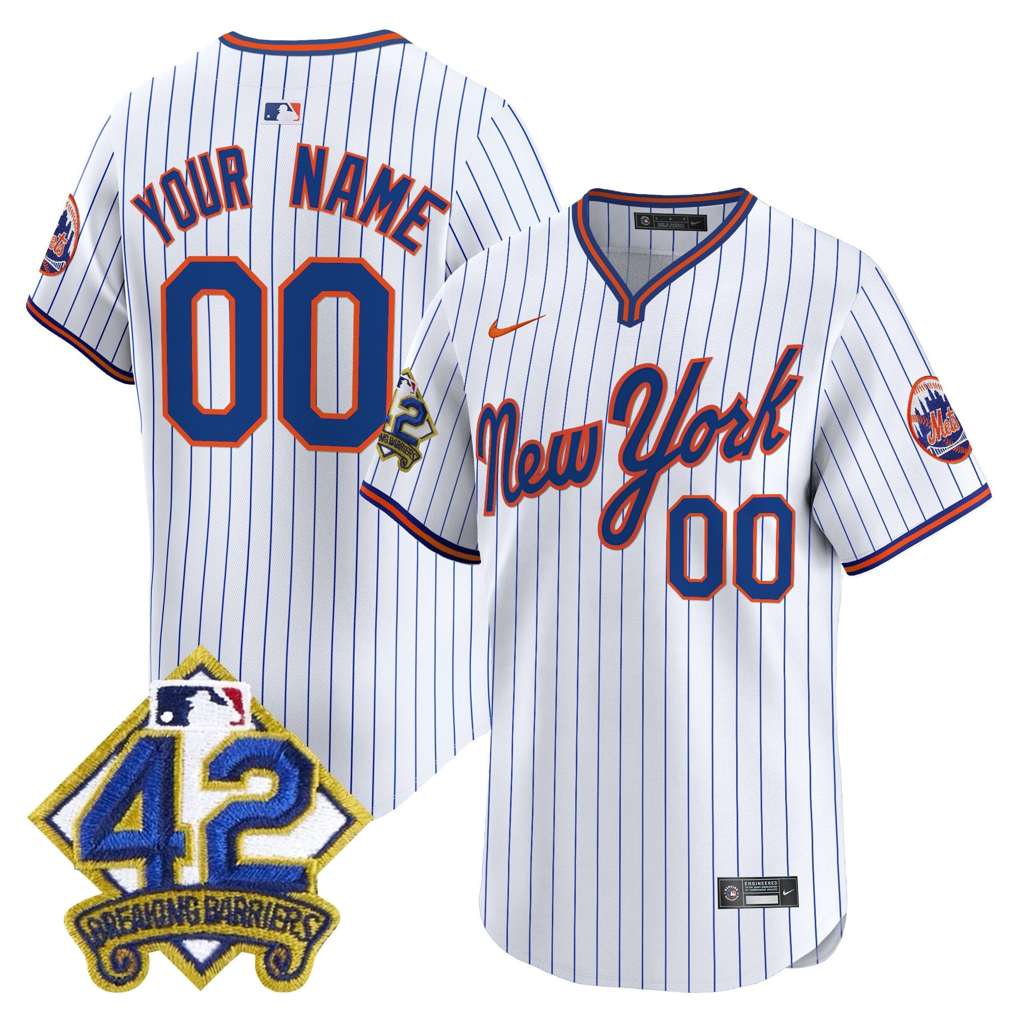New York 2025 Jackie Robinson Patch Road Alternate Custom Jersey