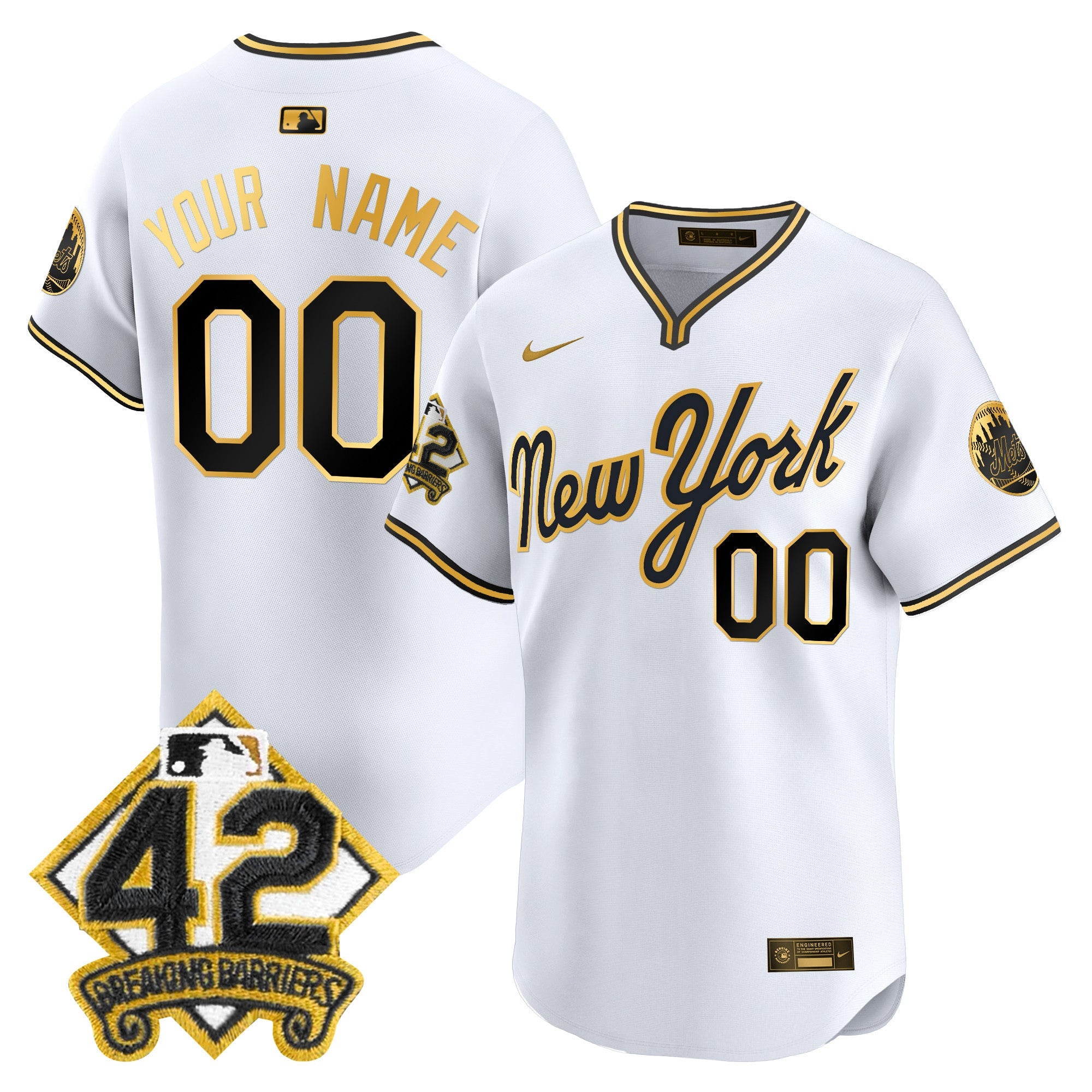 New York 2025 Jackie Robinson Patch Road Alternate Custom Jersey