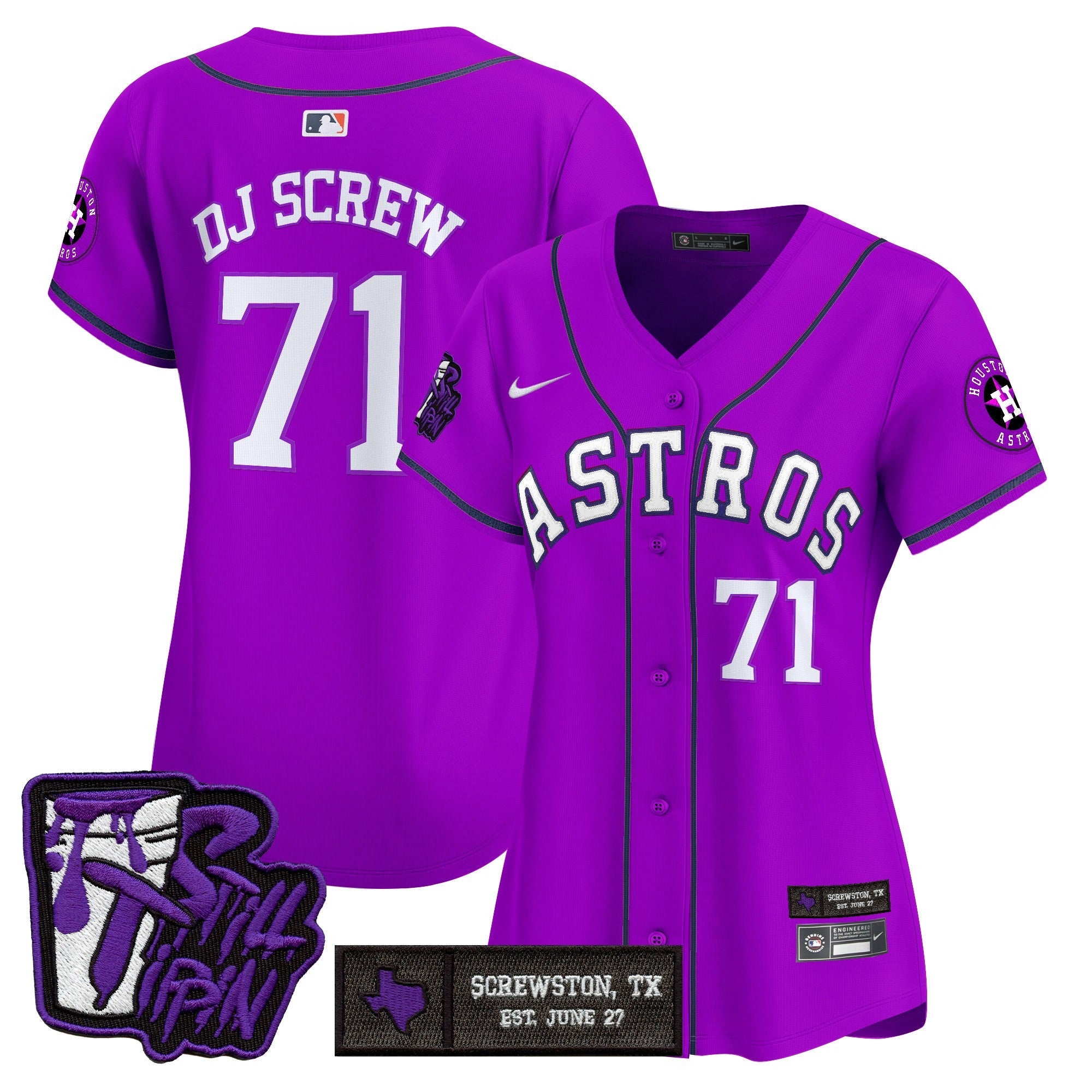 Women’s Houston DJ Screw Still Tippin Purple Patch Vapor Premier Limited Jersey