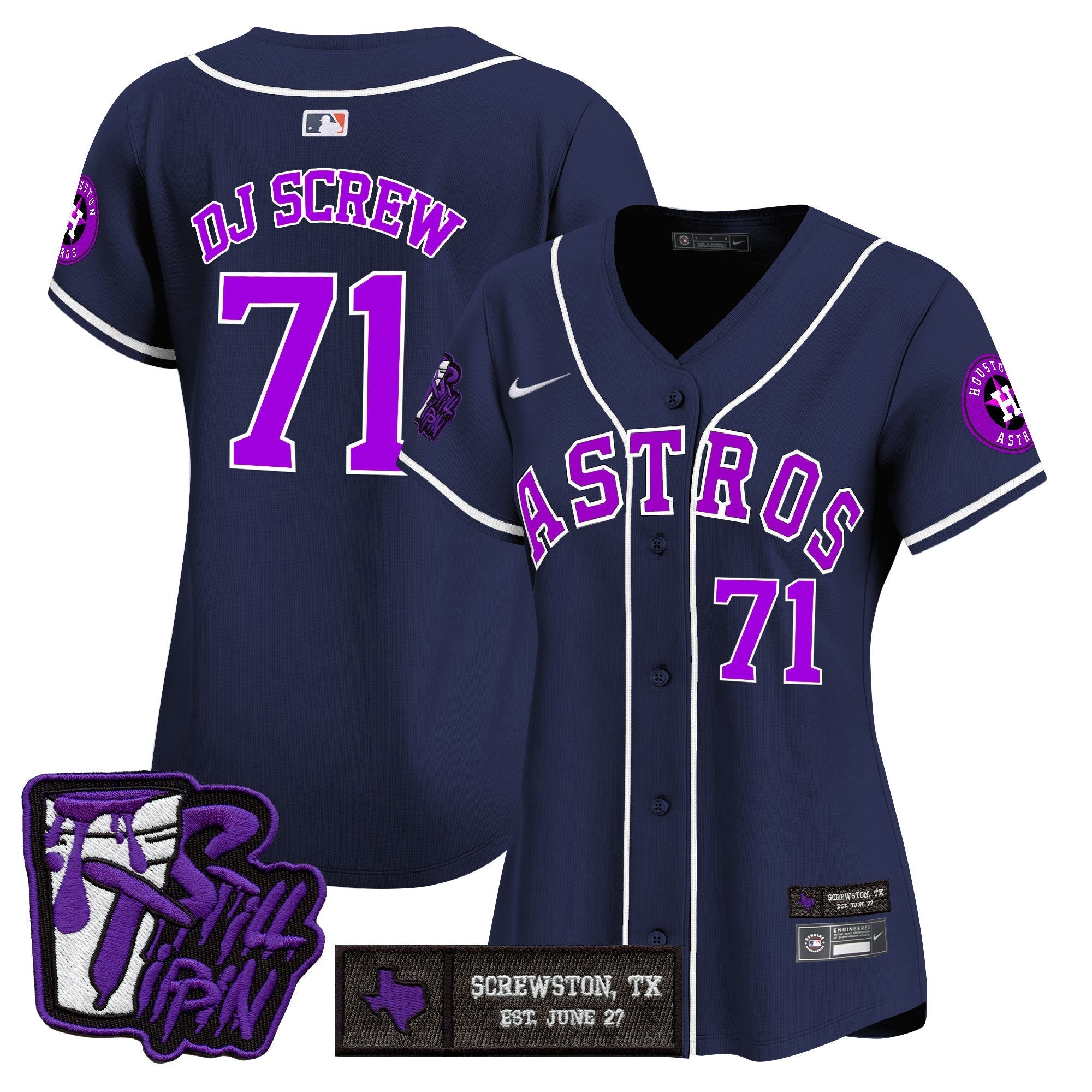 Women’s Houston DJ Screw Still Tippin Purple Patch Vapor Premier Limited Jersey