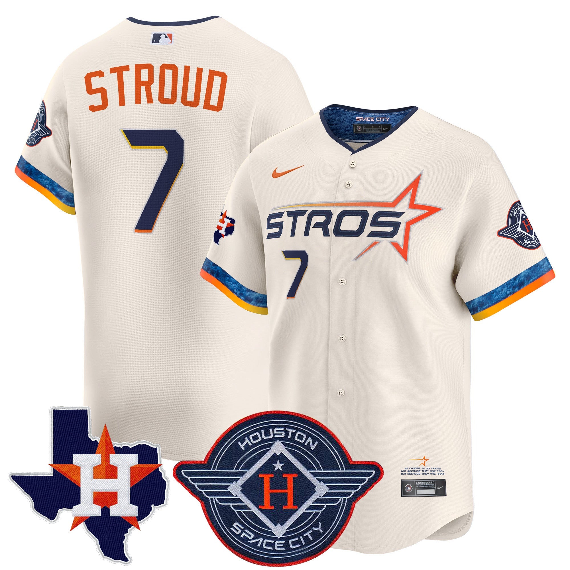 Men’s Houston 2025 City Connect Texas Patch Vapor Premier Limited Jersey